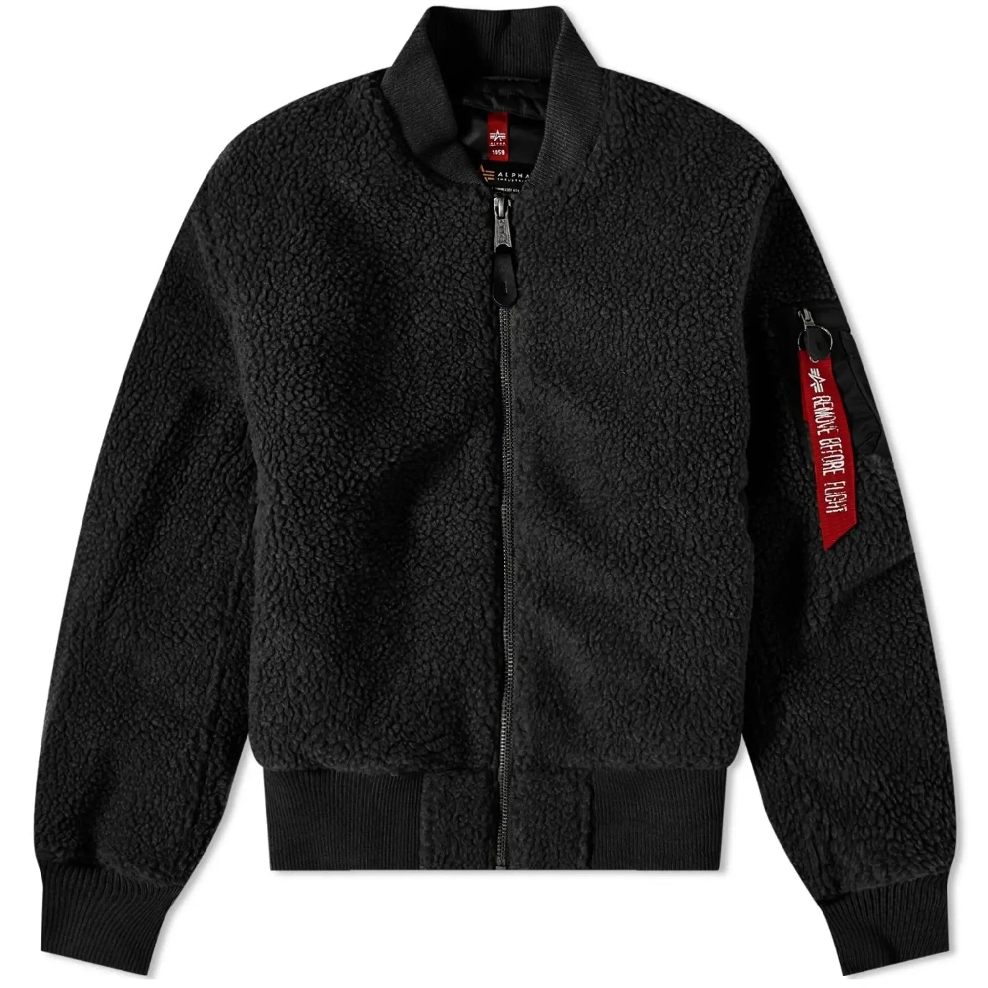 Alpha Industries Men s MA 1 Teddy Fleece Jacket Black 108102 03 FOOTY.COM