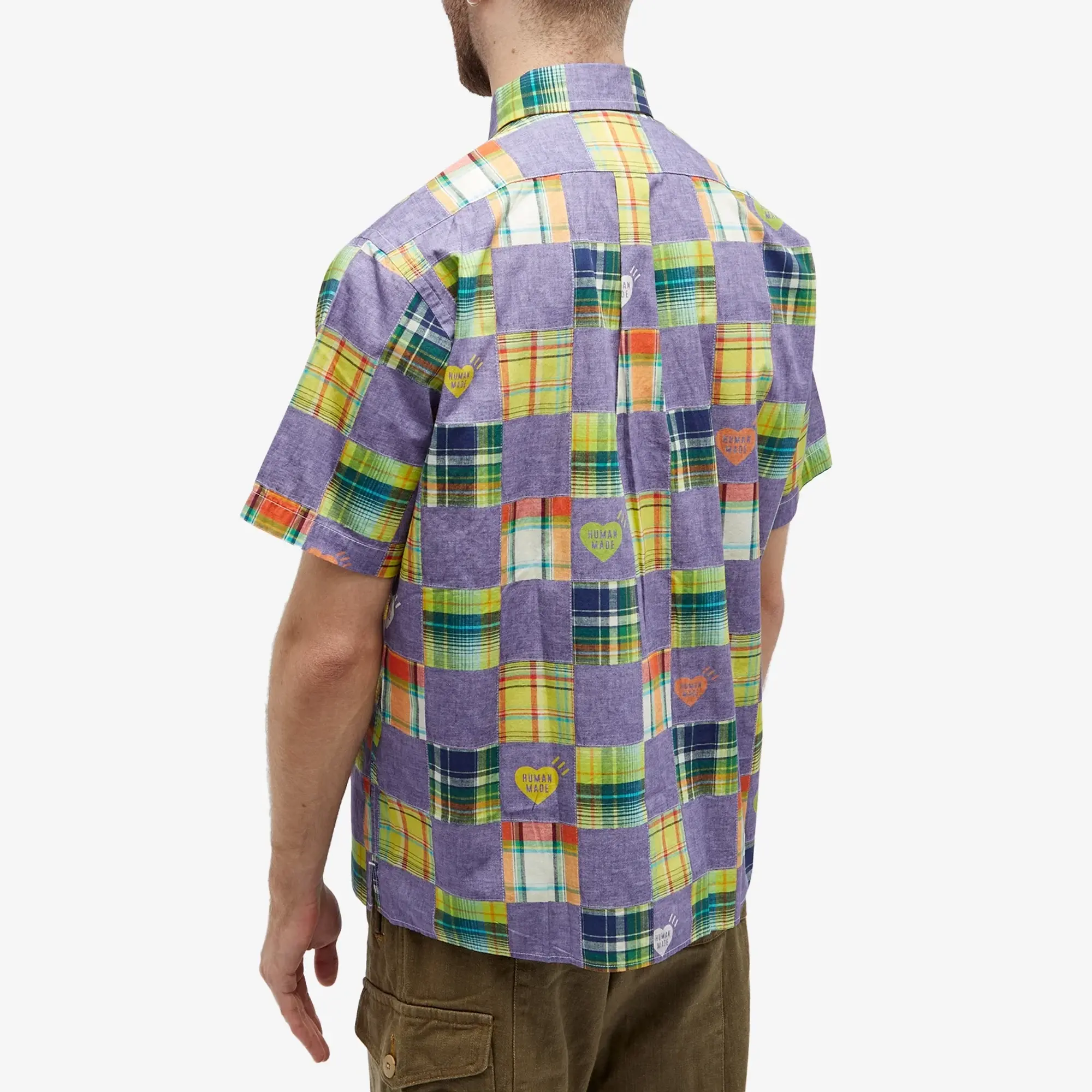 Human Made Men's Short Sleeve Patchwork Print Shirt Blue