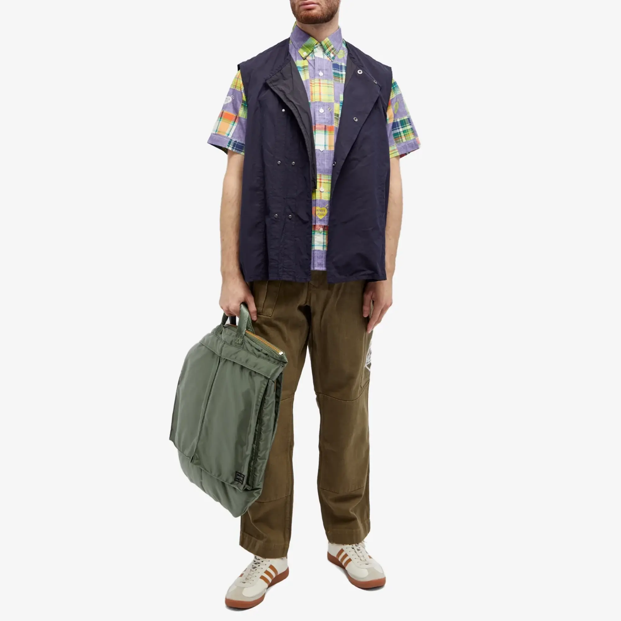 Human Made Men's Short Sleeve Patchwork Print Shirt Blue