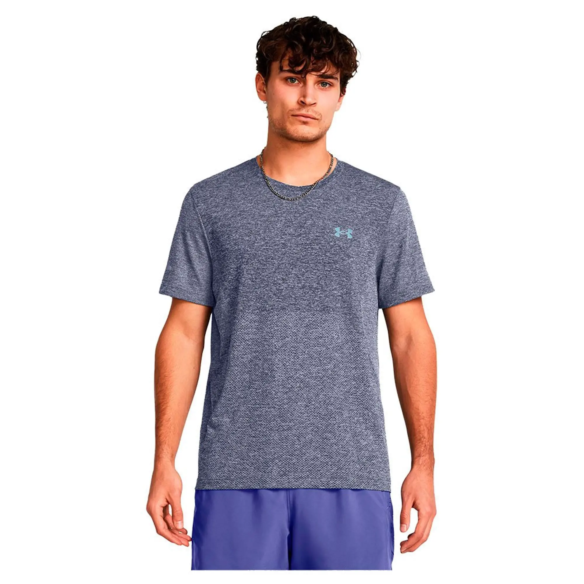 Men's  Under Armour  Seamless Stride Short Sleeve Celeste / Reflective XL