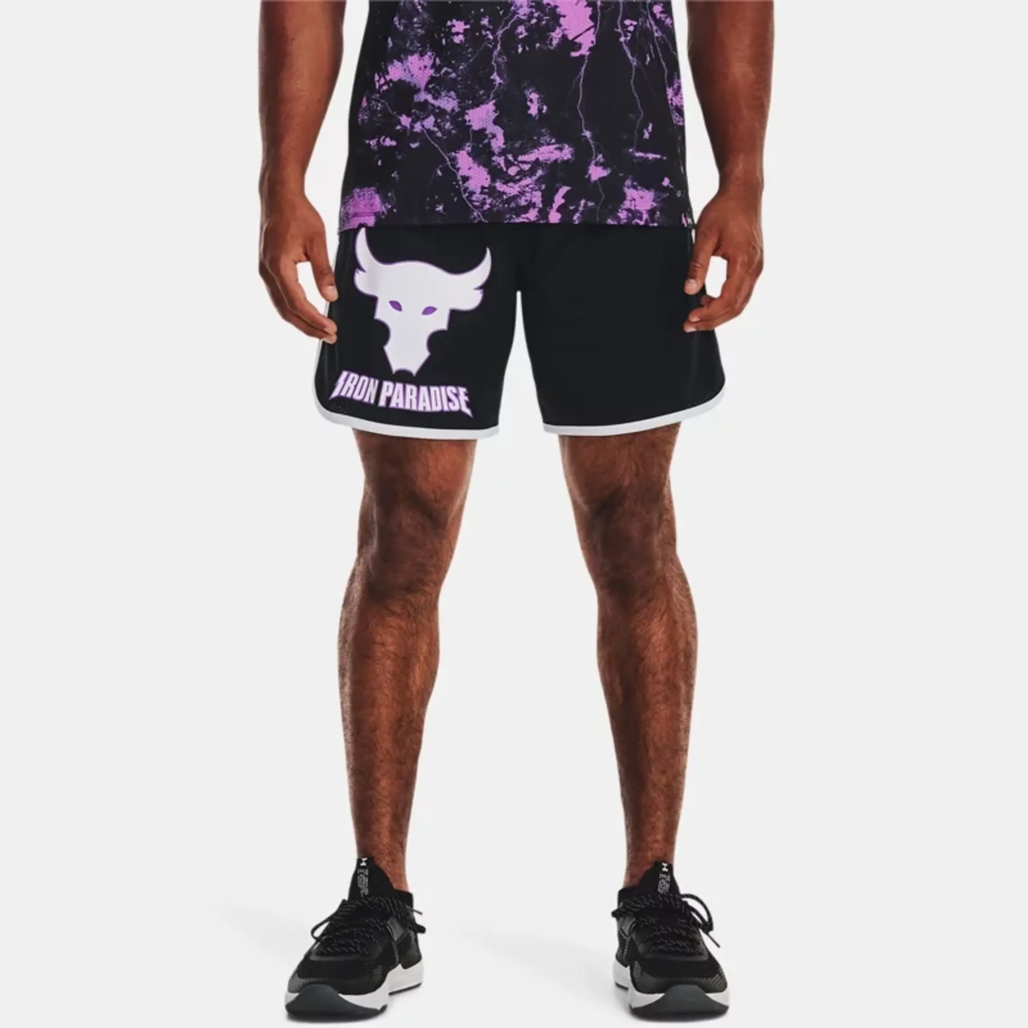Under Armour Men's Project Rock Disrupt Mesh Shorts Black / White / Lunar Purple M
