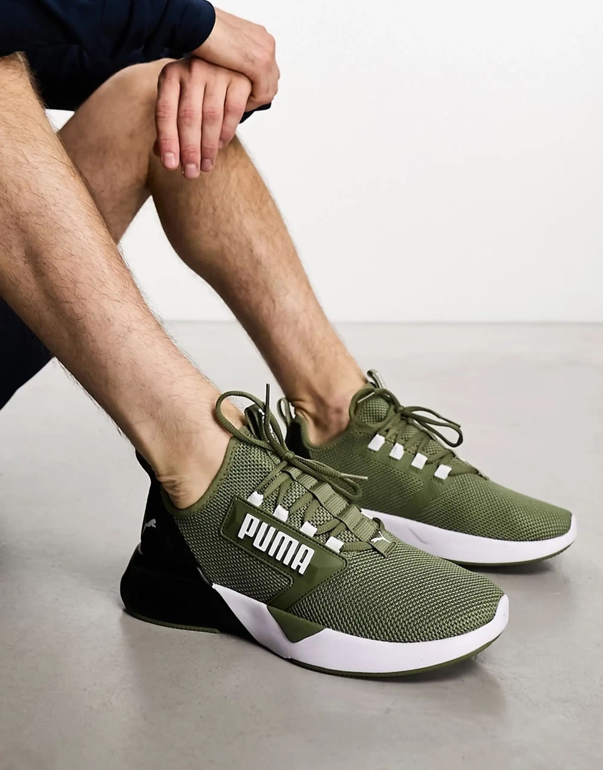 Khaki green puma trainers online