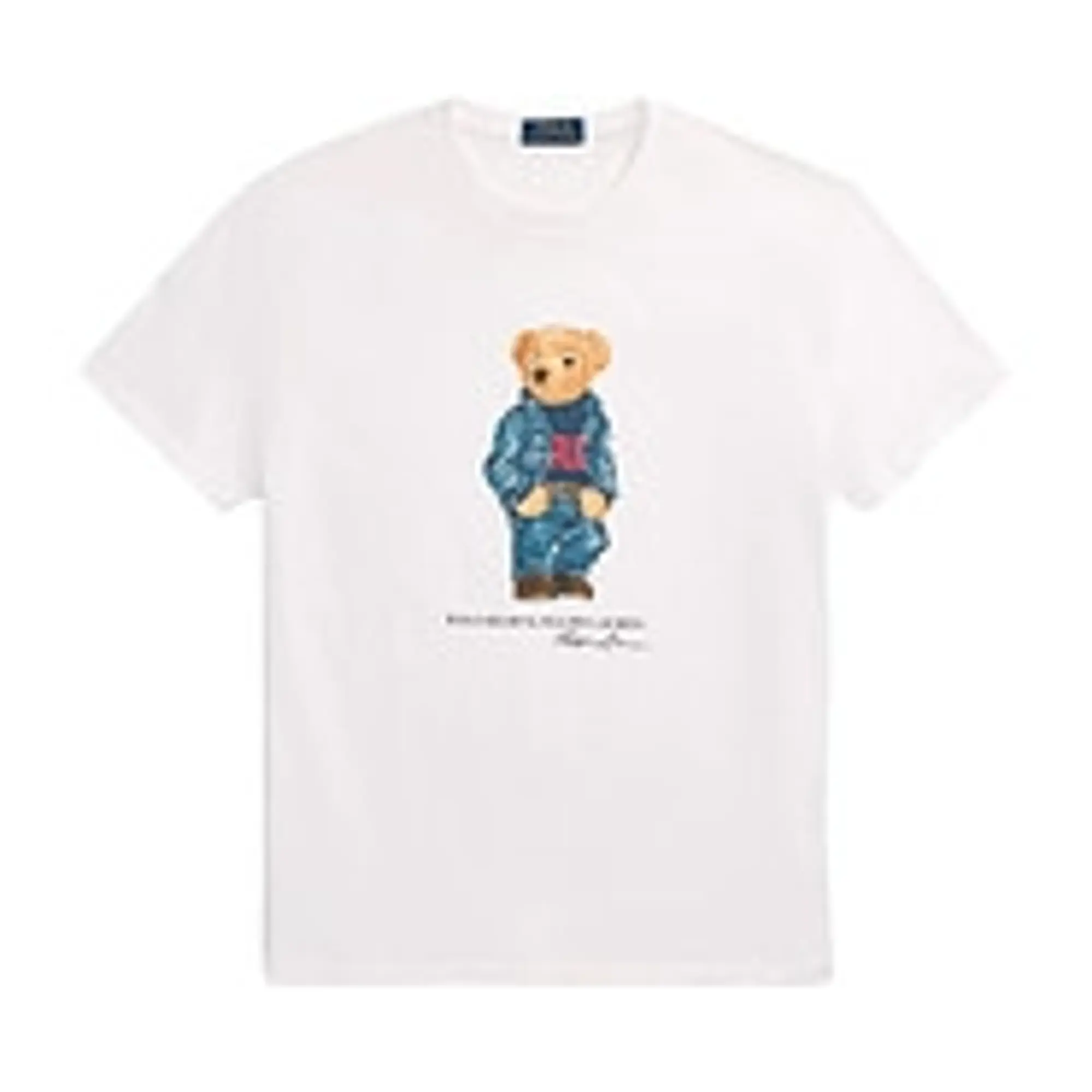 Polo Ralph Lauren Classic Fit Polo Bear Jersey T Shirt F24 White Denim Bear 710854497038 FOOTY.COM