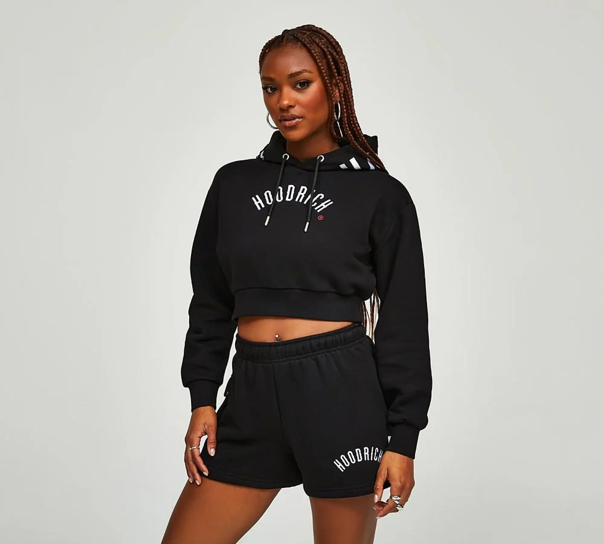 Hoodrich Womens Calor V2 Crop Hoodie - Black - Size L - Black