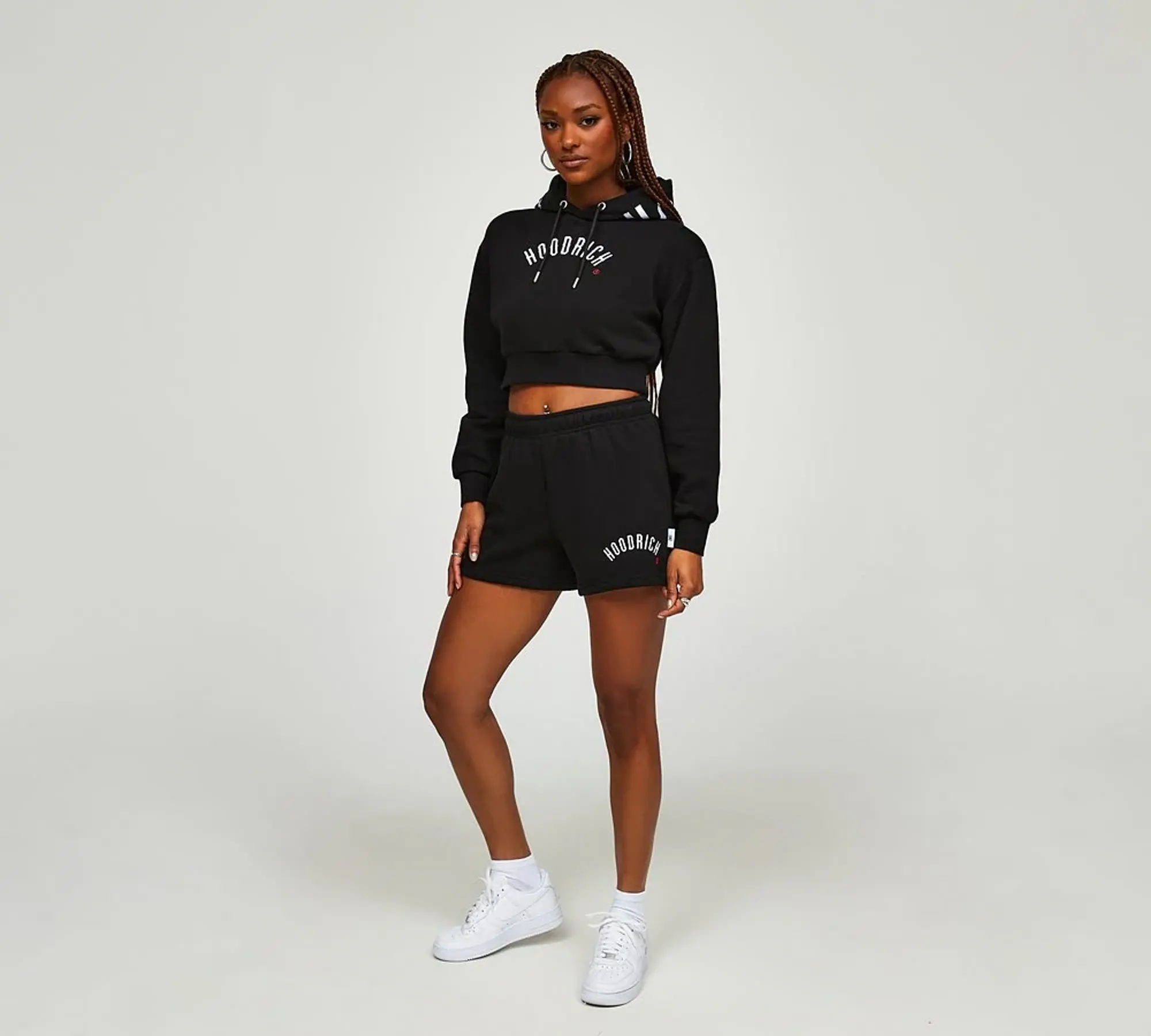 Hoodrich Womens Calor V2 Crop Hoodie - Black - Size L - Black