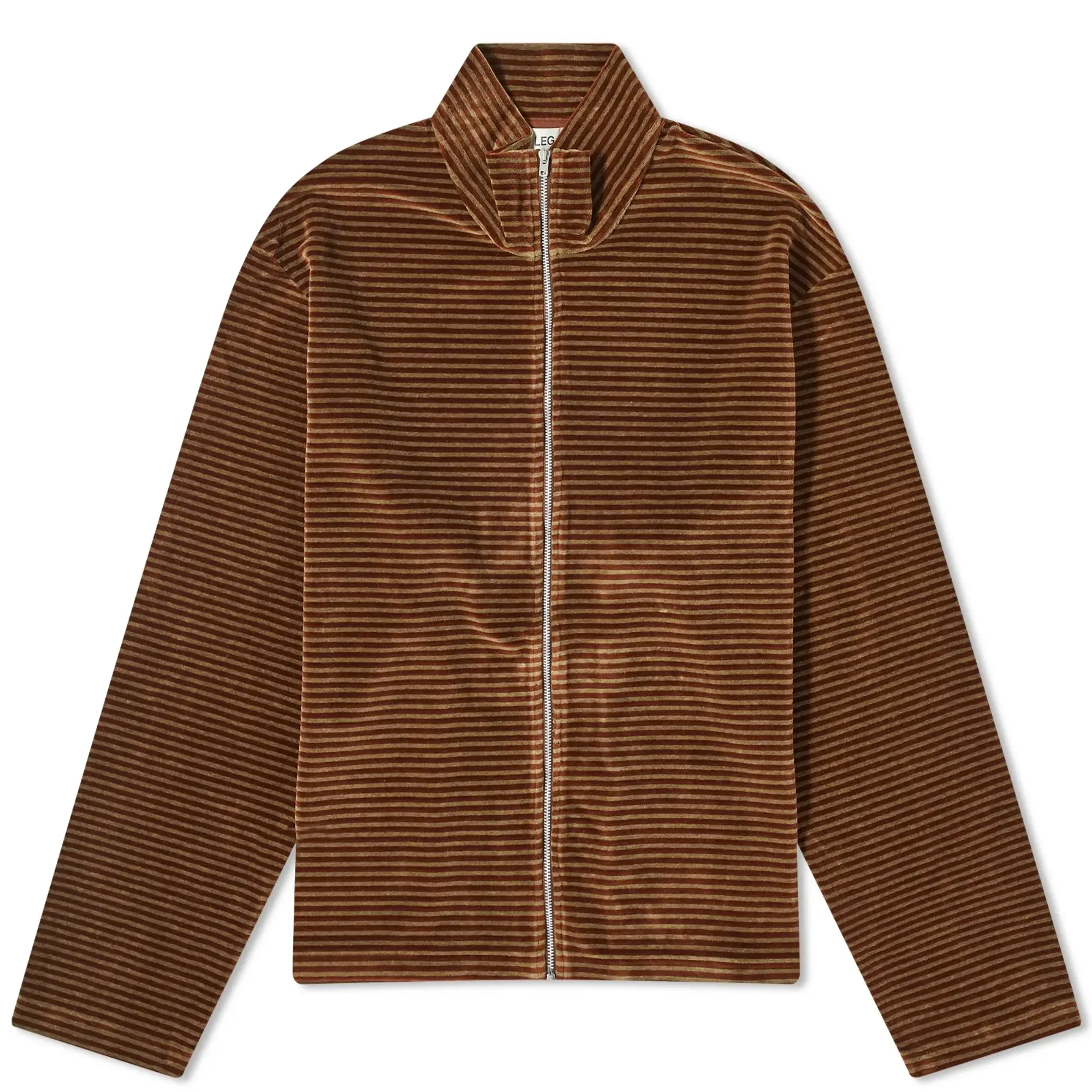 Our Legacy Men's Shrunken Fullzip Polo Scoobie Stripe Velour Our Legacy Men's Shrunken Fullzip Polo Scoobie Stripe Velour