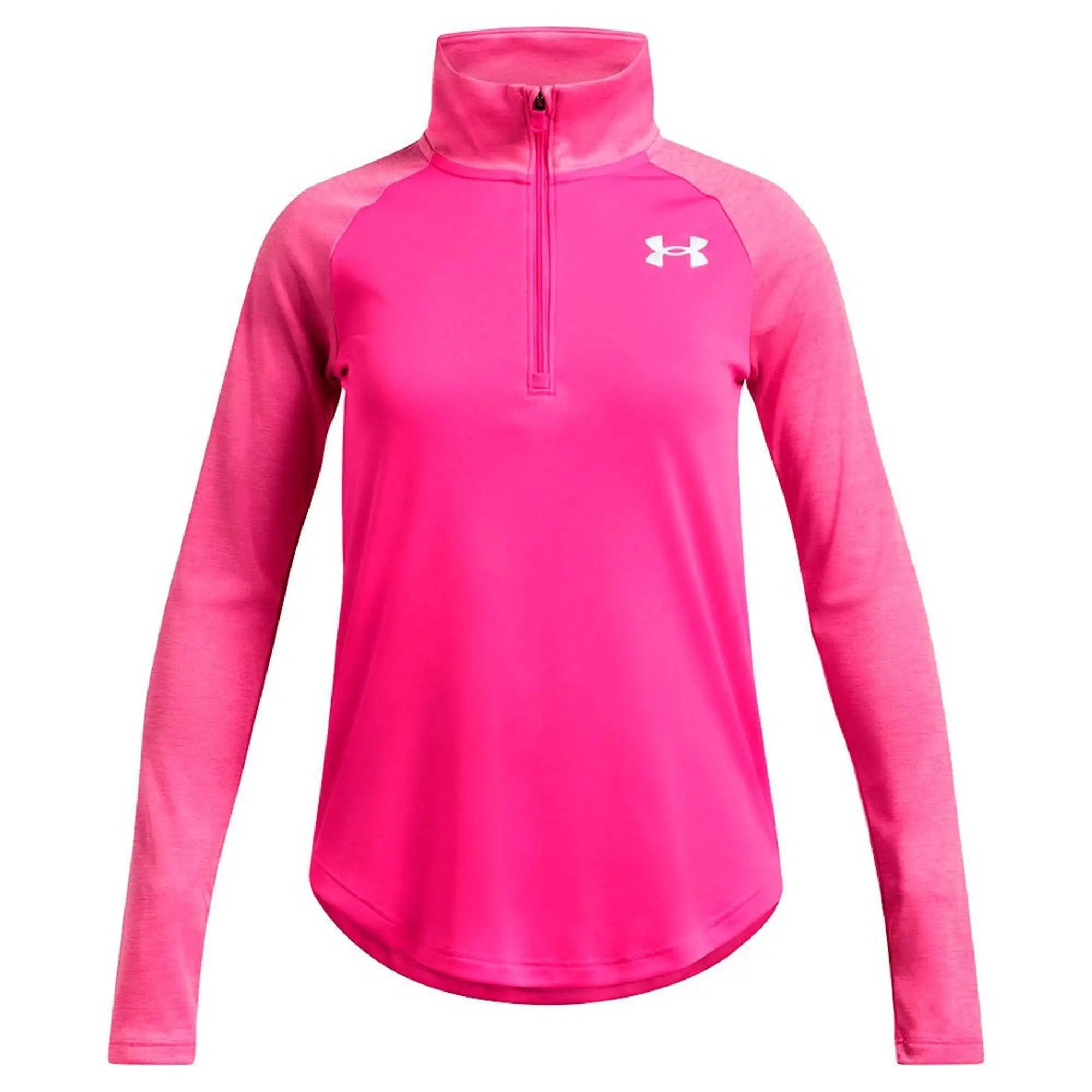Under Armour Girls Tech Twist Half Zip T-Shirt - Pink - Size S/G - Pink