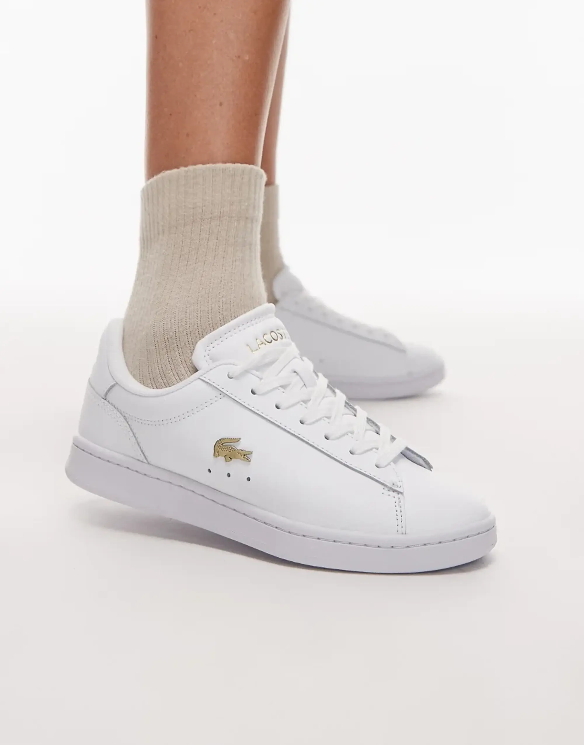 Lacoste Women's Carnaby Set Leather Sneakers - White & Gold