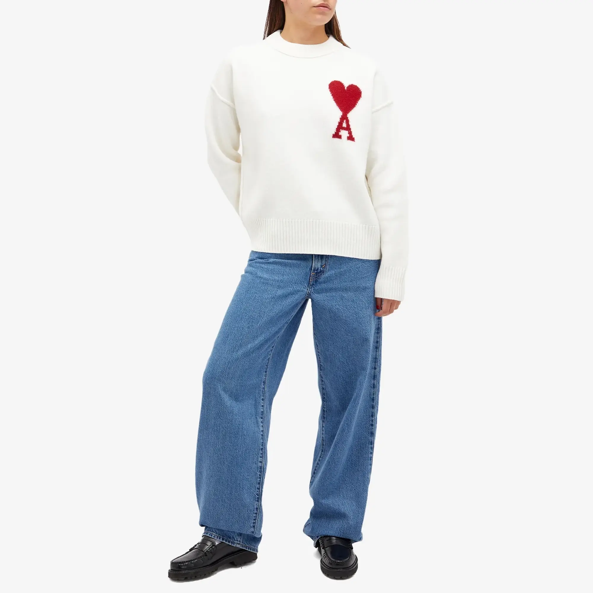 AMI Paris AMI ADC Large Crew Knit Sweater White
