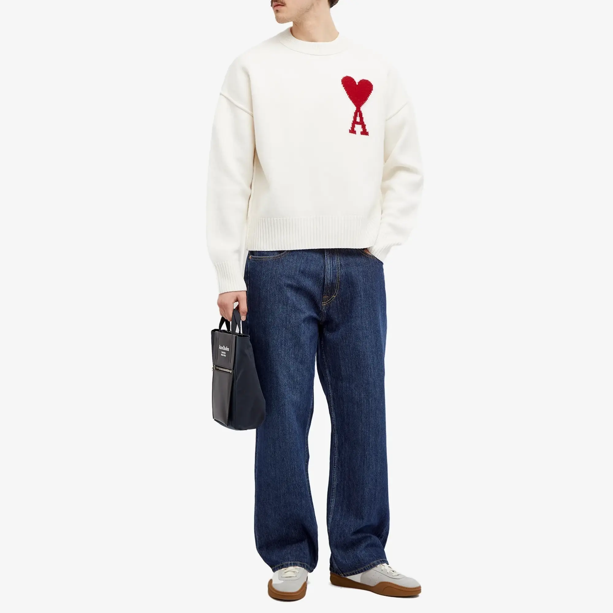 AMI Paris AMI ADC Large Crew Knit Sweater White
