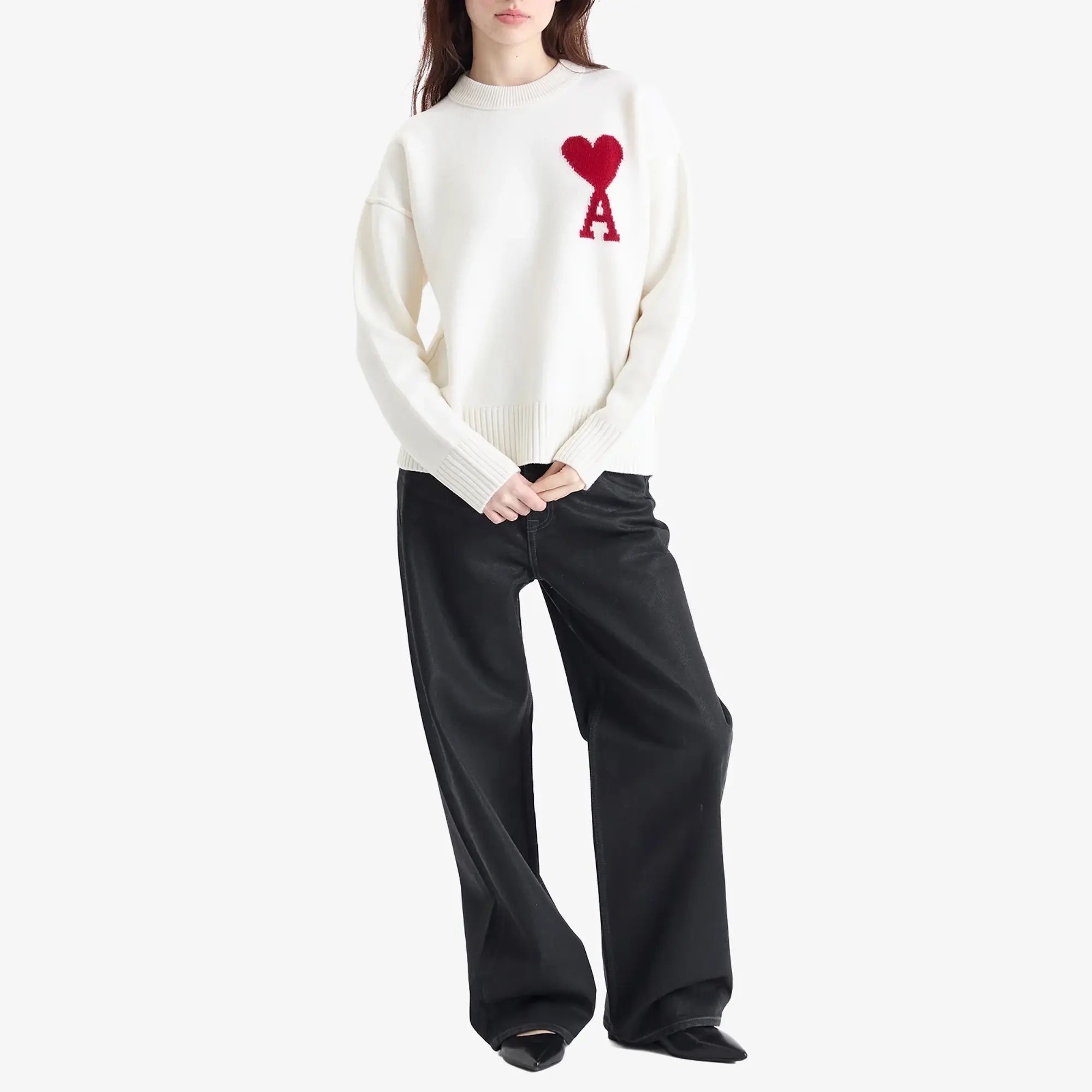 AMI Paris AMI ADC Large Crew Knit Sweater White