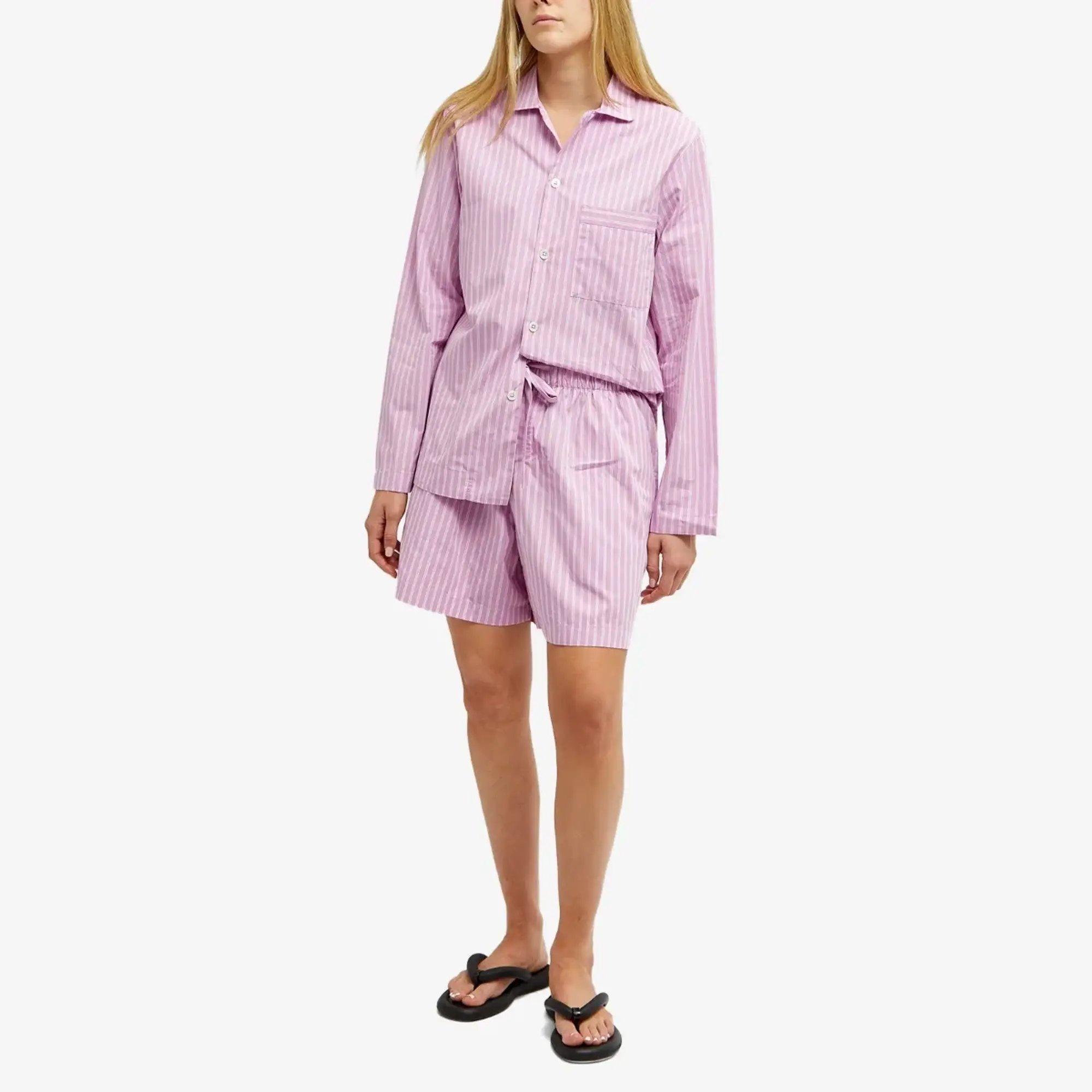 Tekla Fabrics Tekla Sleep Shorts Purple Pink Stripes