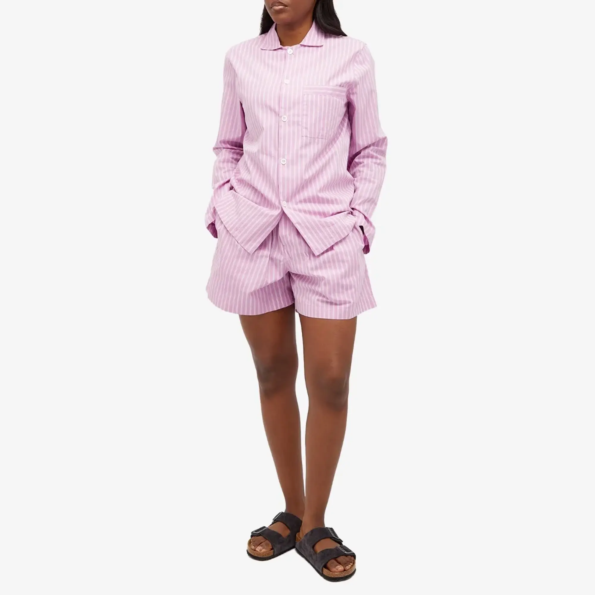 Tekla Fabrics Tekla Sleep Shorts Purple Pink Stripes