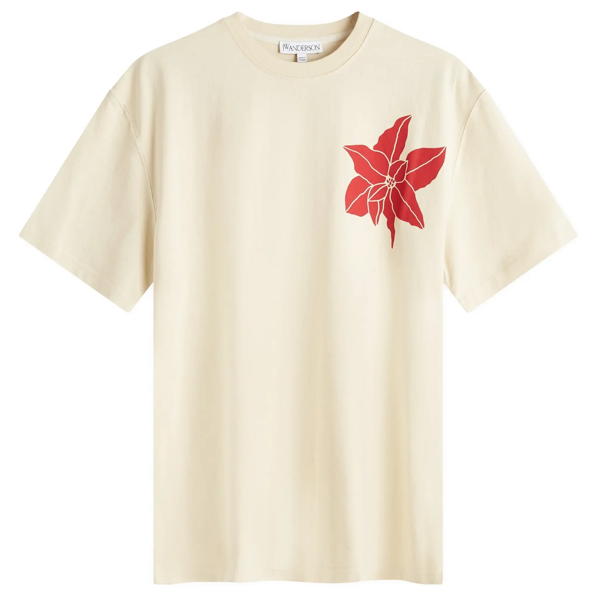 JW Anderson Men's Flower Print T-Shirt Cream