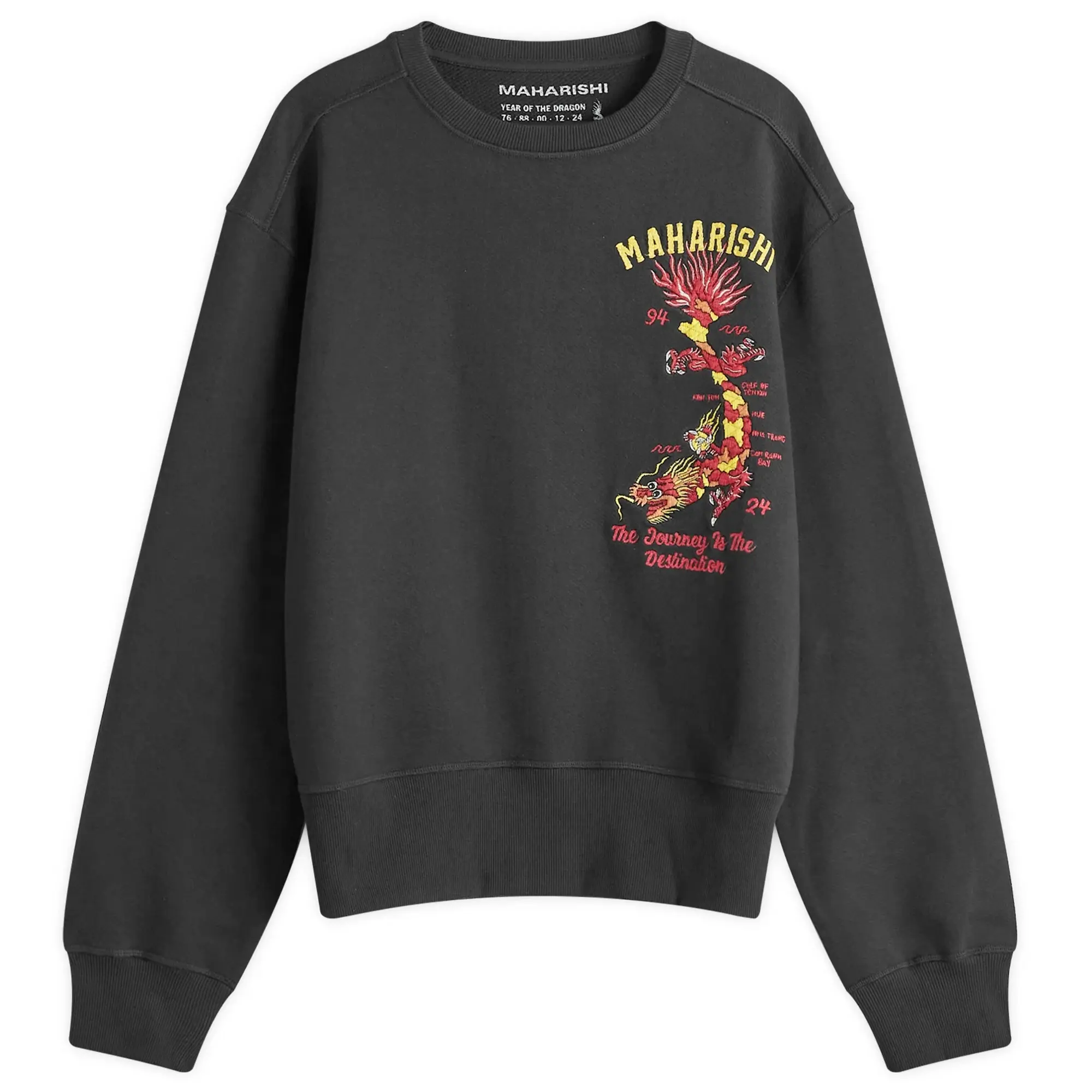 Maharishi Men's Dragon Map Vintage Crew Sweat Black