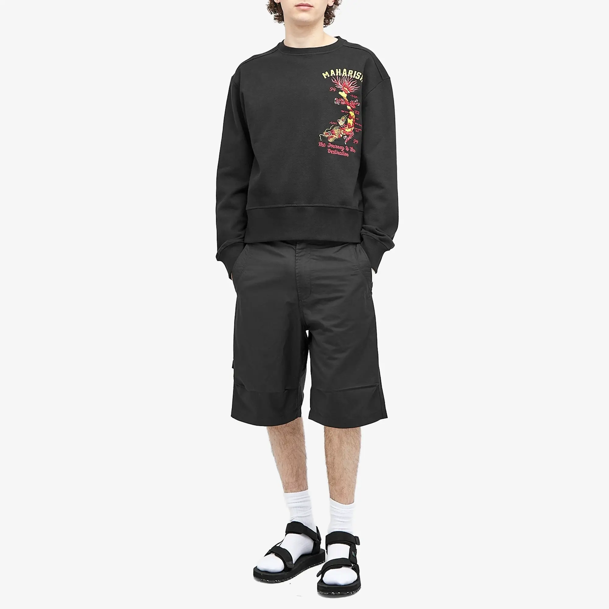 Maharishi Men's Dragon Map Vintage Crew Sweat Black