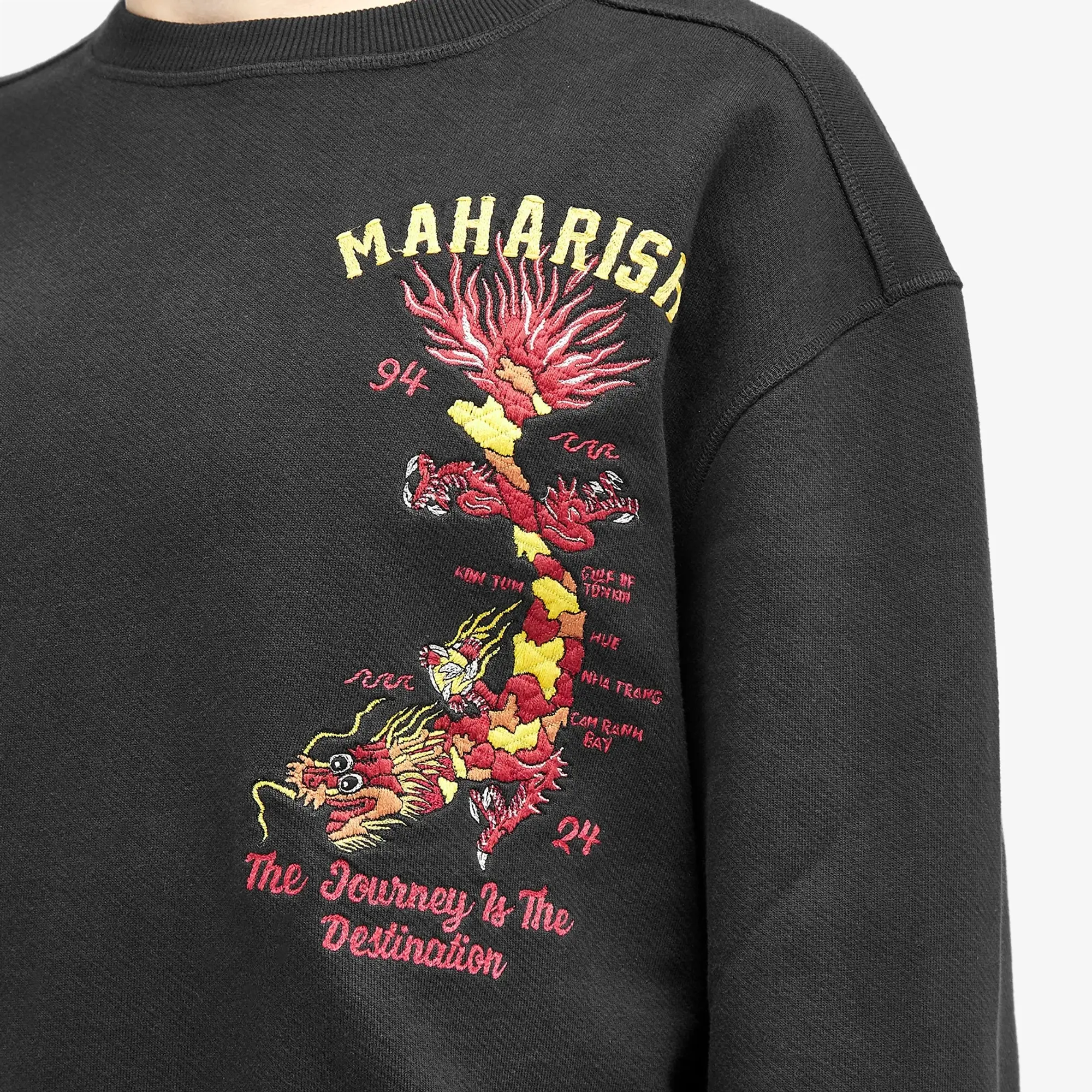 Maharishi Men's Dragon Map Vintage Crew Sweat Black