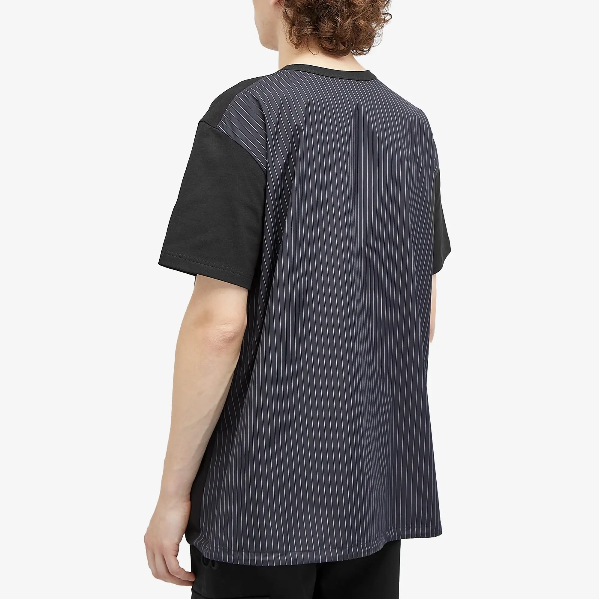Alexander McQueen Men's Pinstripe Back Hybrid T-Shirt Black