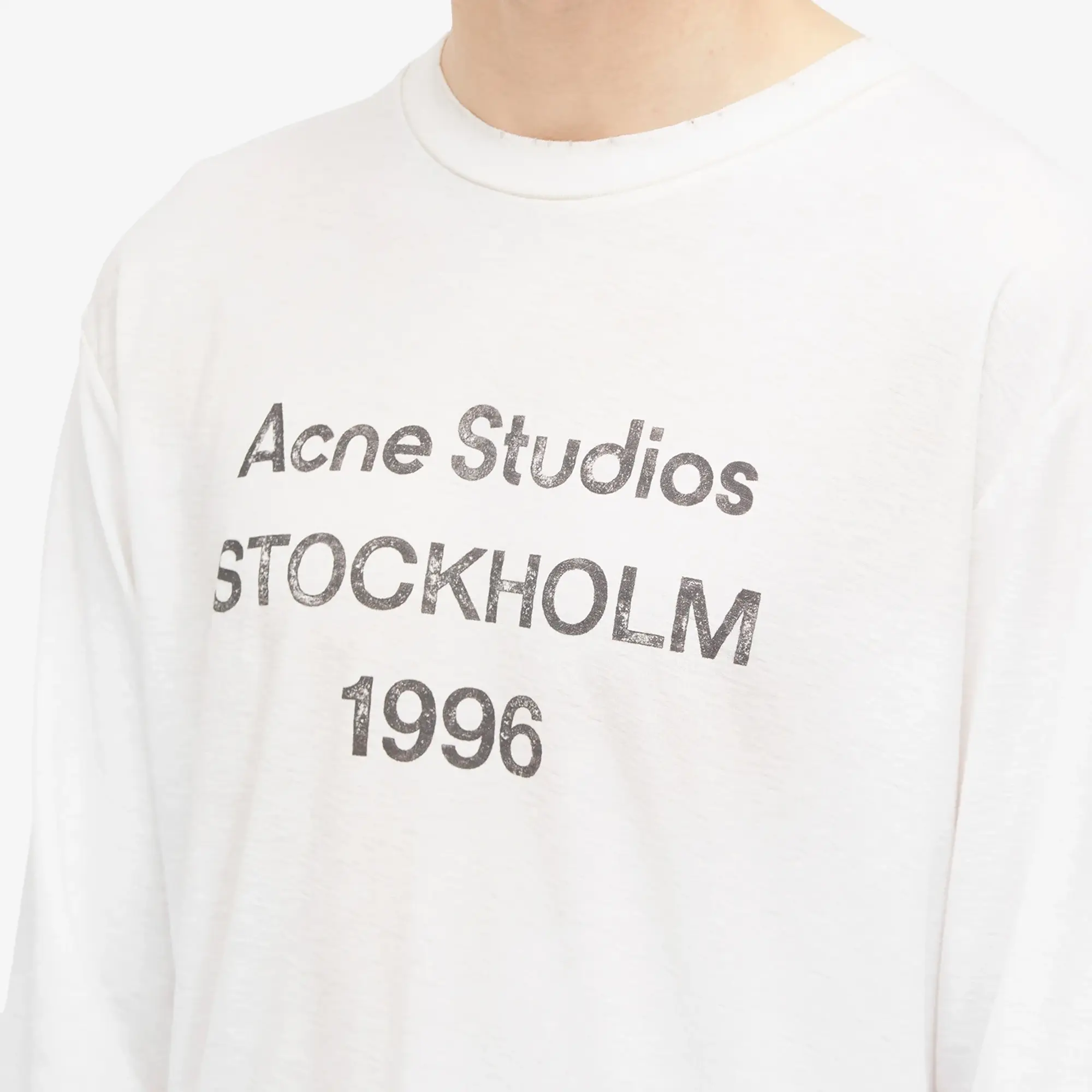 Acne Studios Men's Edden 1996 Logo Long Sleeve T-Shirt Dusty White