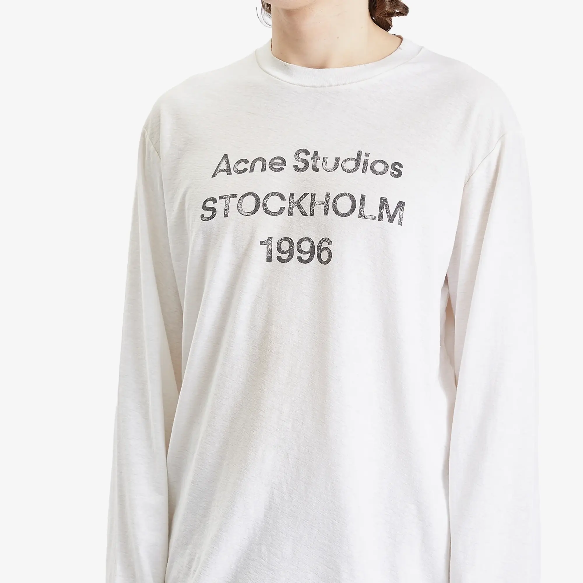 Acne Studios Men's Edden 1996 Logo Long Sleeve T-Shirt Dusty White