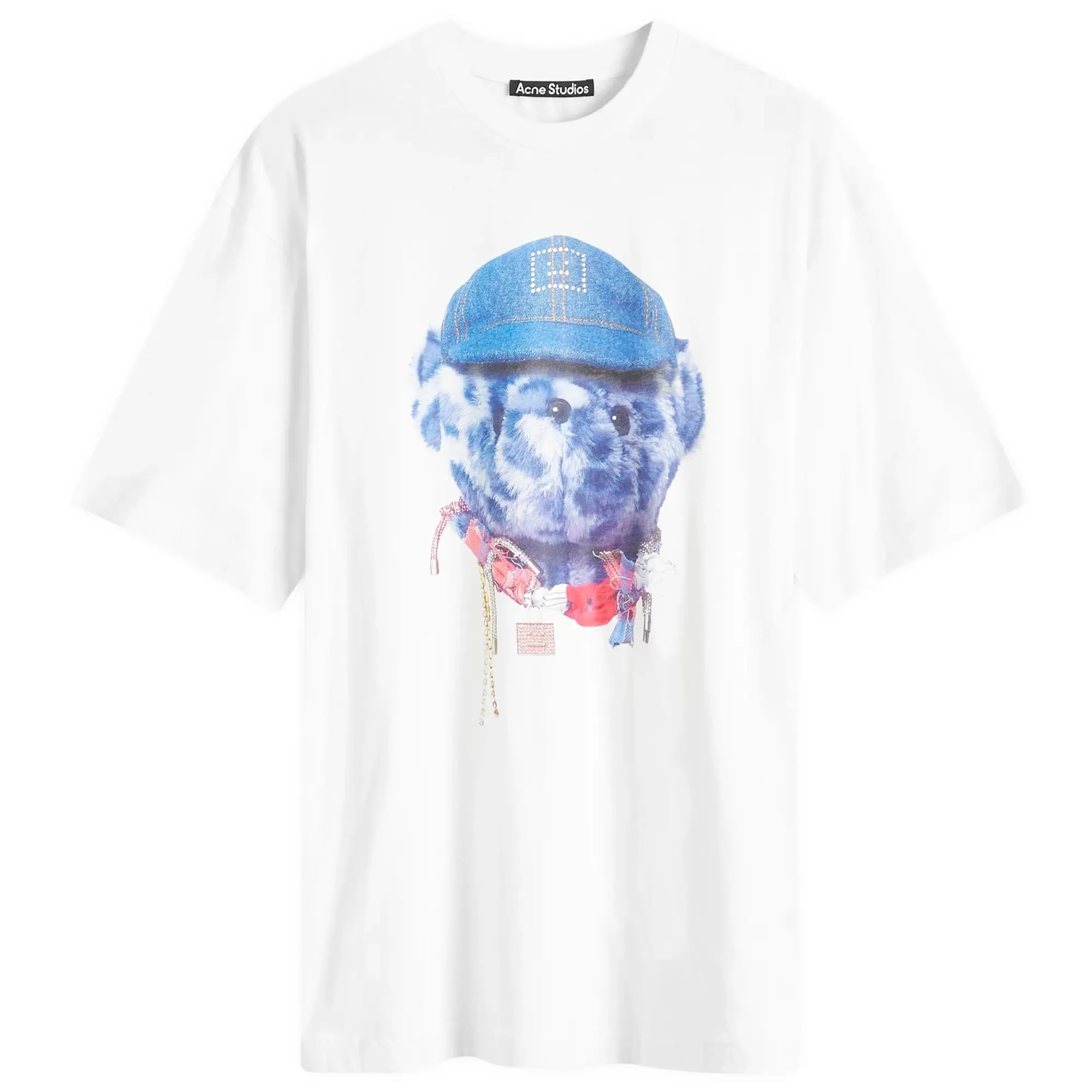 Acne Studios Men's Exford Face Teddy Bear T-Shirt Optic White