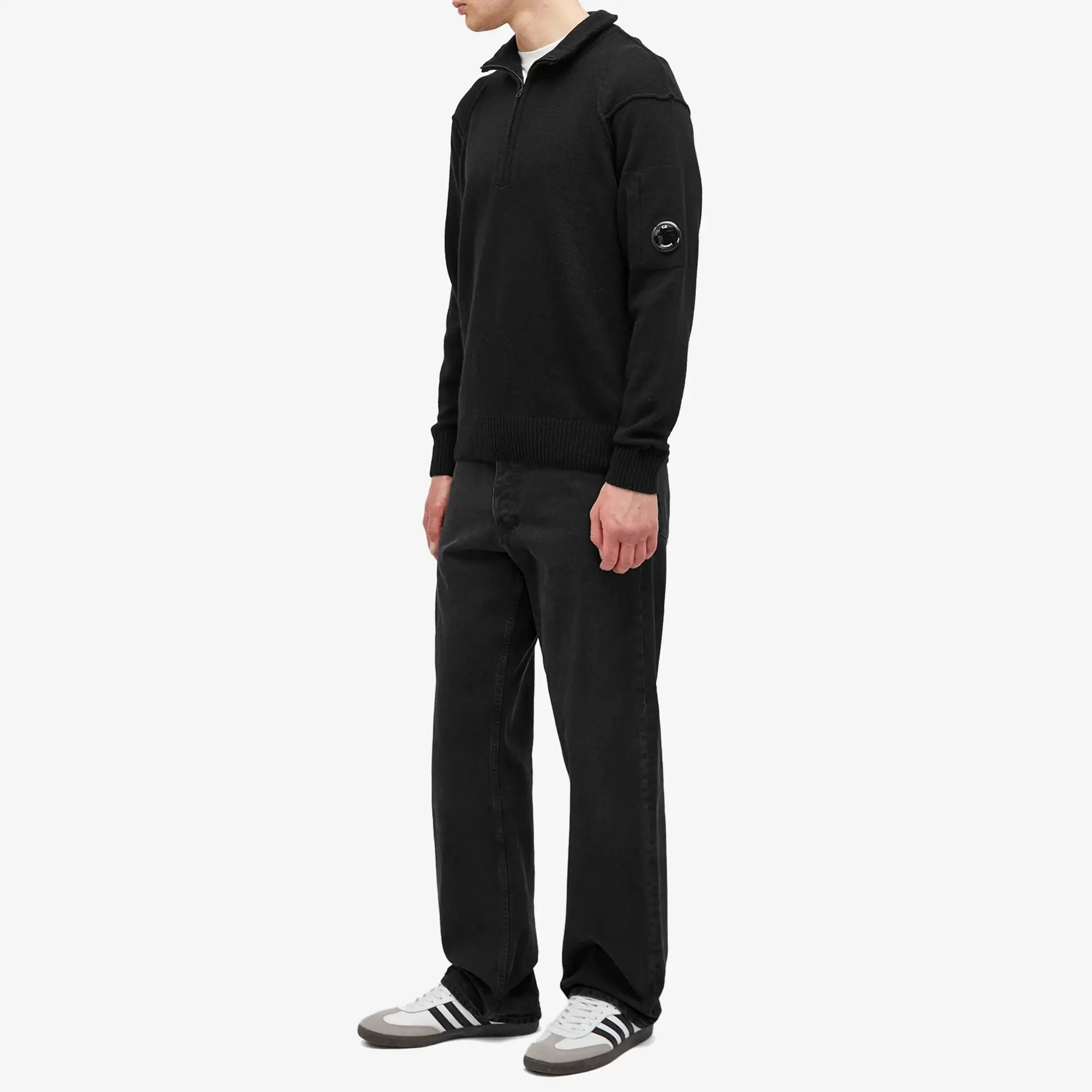 C.P. Company Lambswool Grs Half Zipped Knit Men Pullovers Black