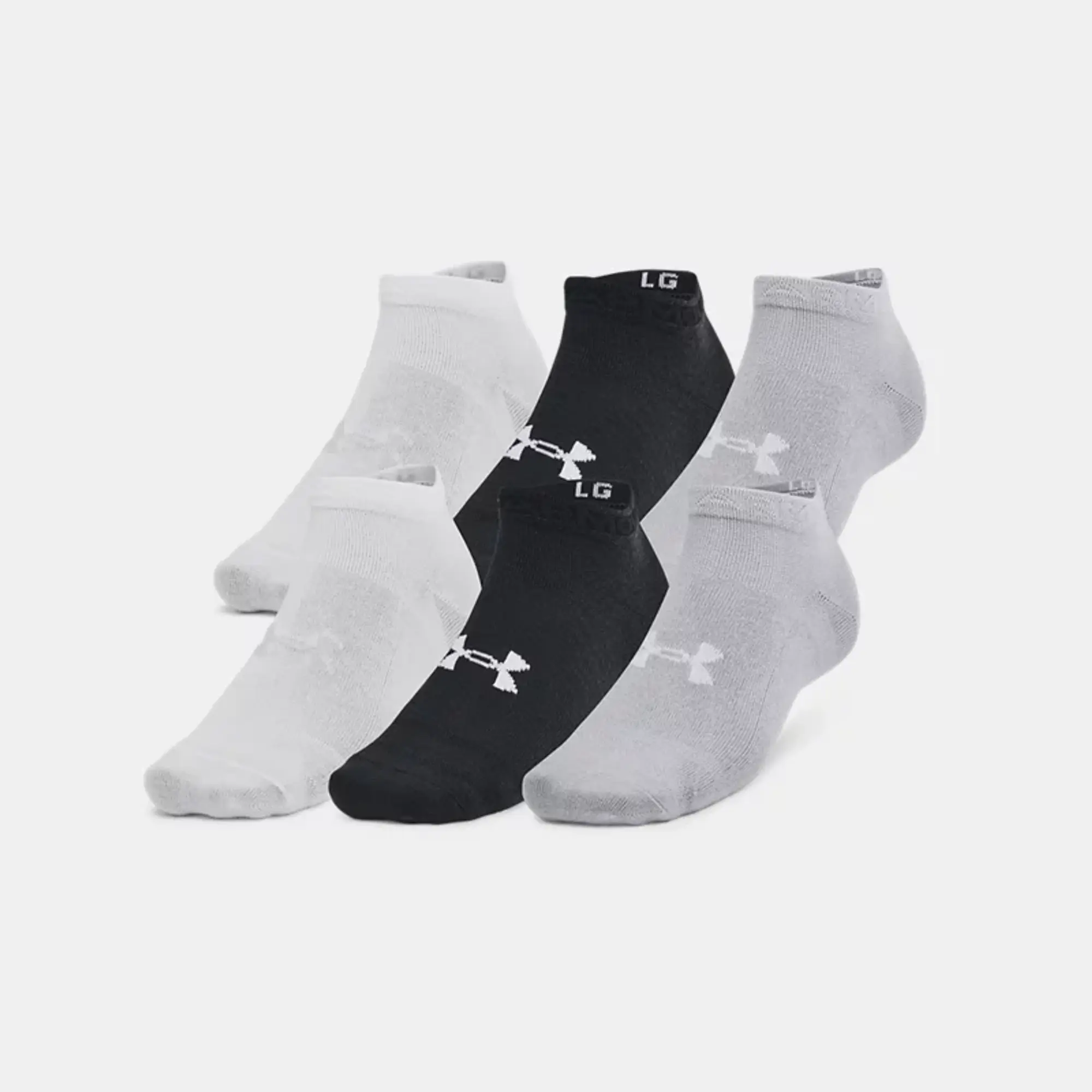 Unisex  Under Armour  Essential 6-Pack Low Cut Socks Black / Black / Halo Gray XL