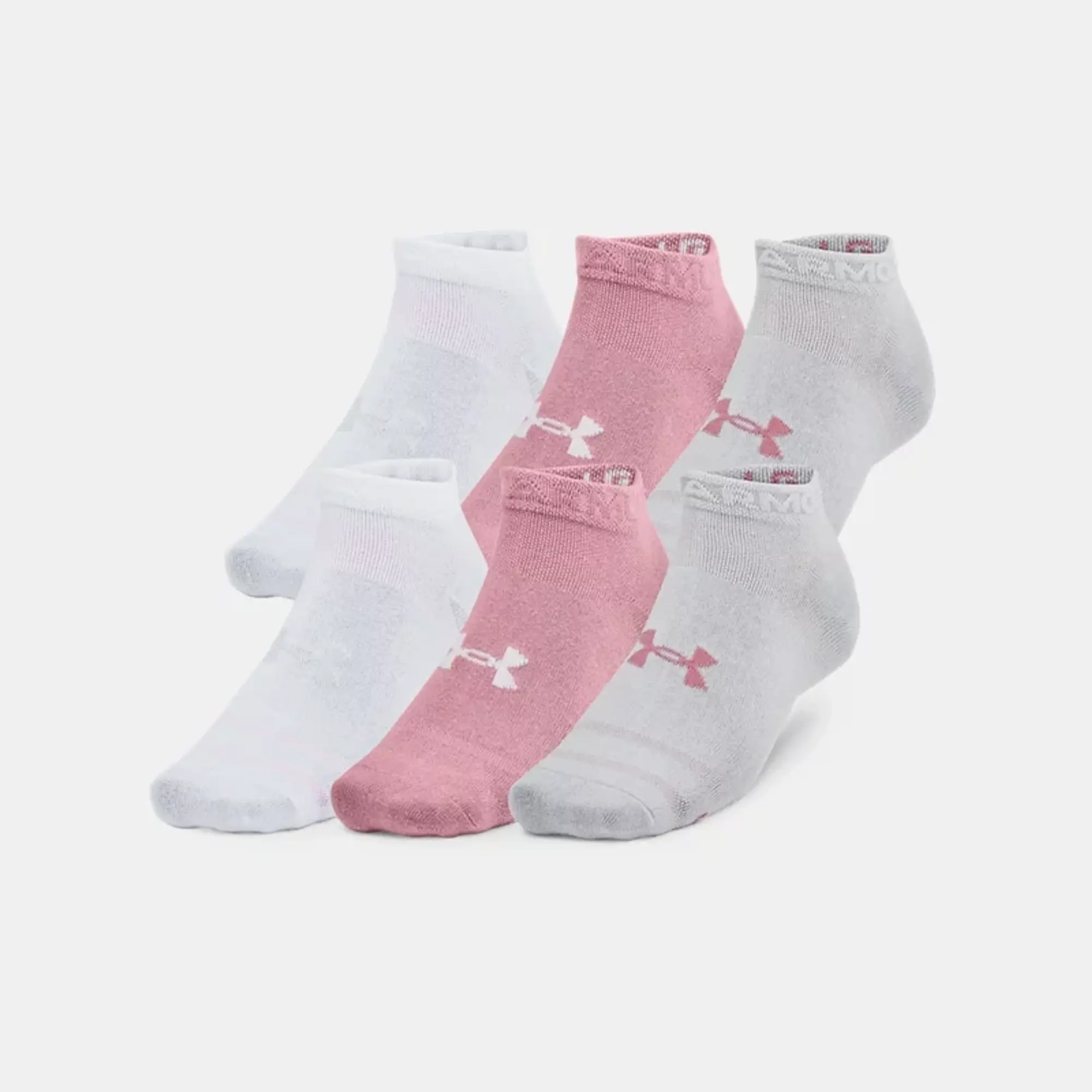 Unisex  Under Armour  Essential 6-Pack Low Cut Socks Pink Elixir / Pink Elixir / Pink XL