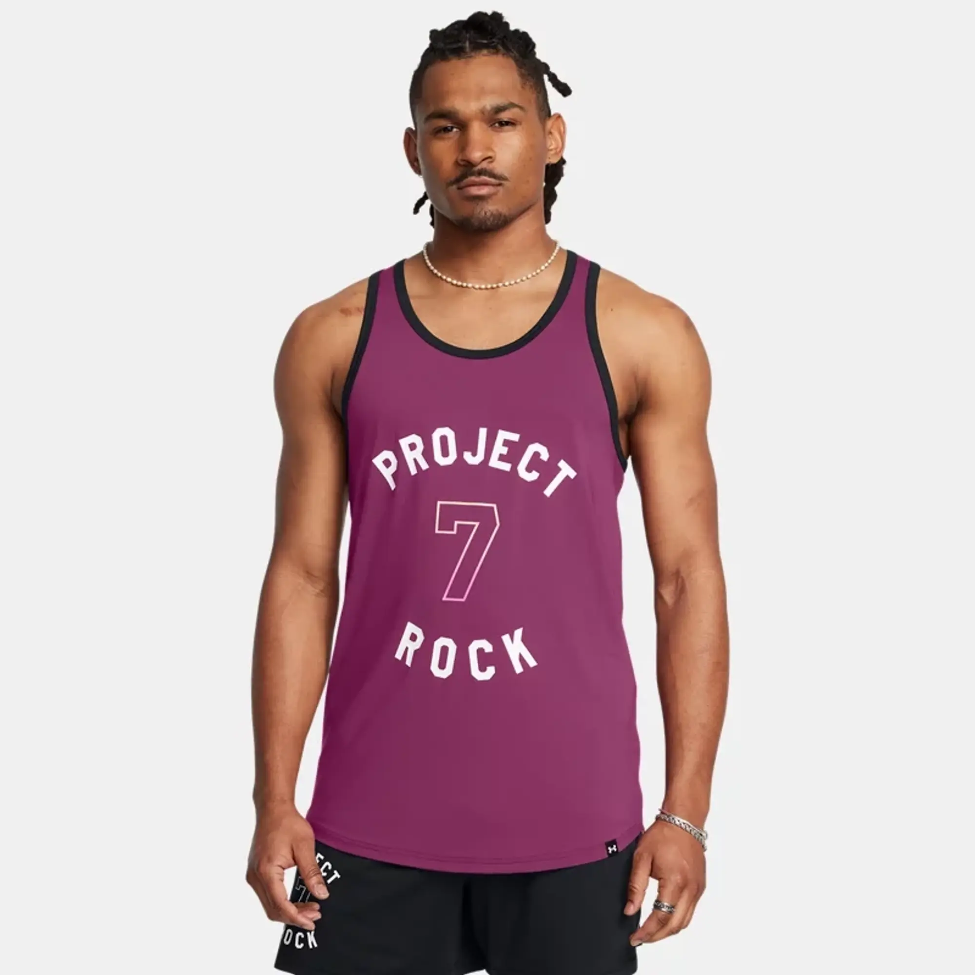 Under Armour Men's Project Rock Mesh Badge Of Honor Tank Purple Gemini / White XXL