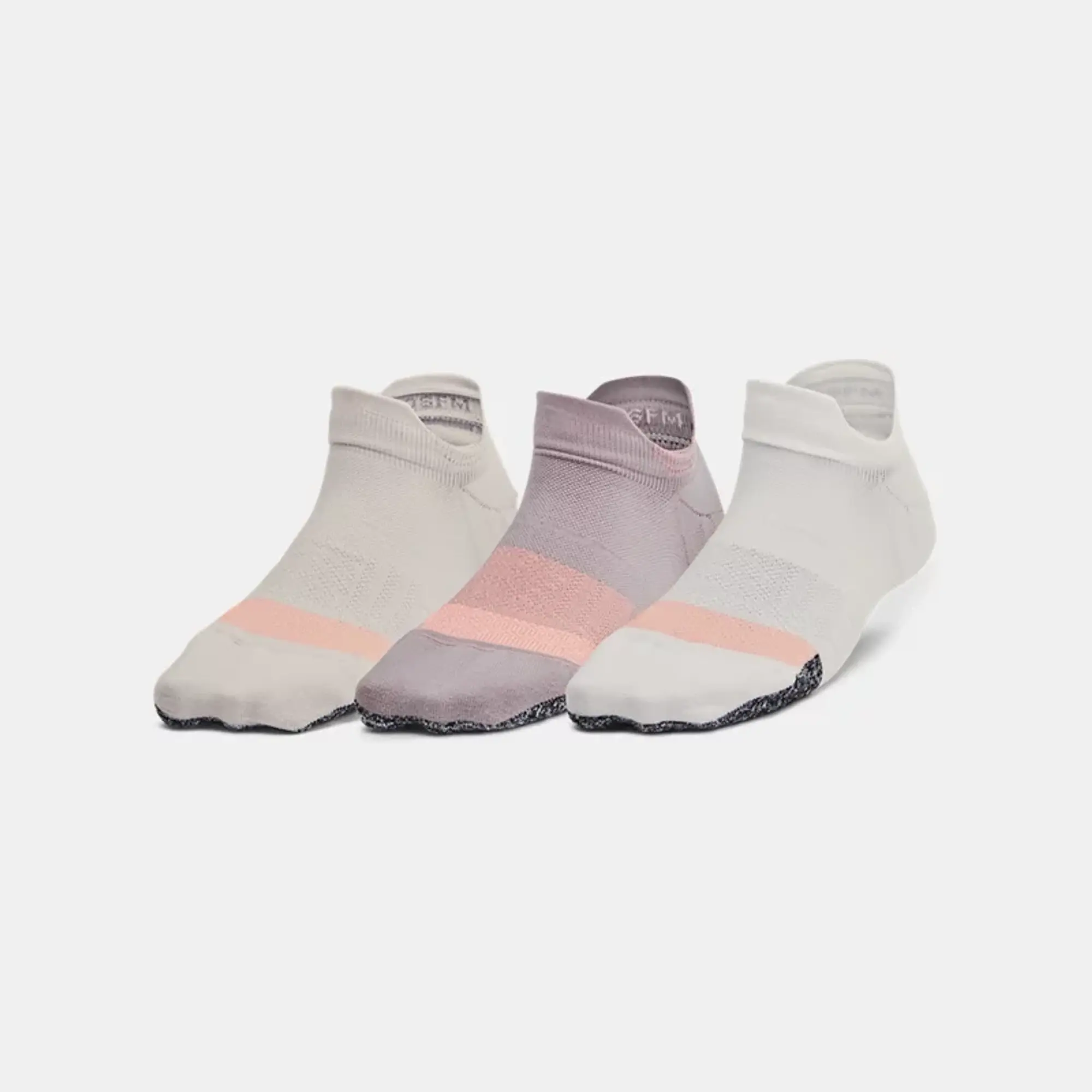 Women's  Under Armour  Breathe 3-Pack No Show Tab Socks Tetra Gray / Gray Matter / White Quartz OSFM