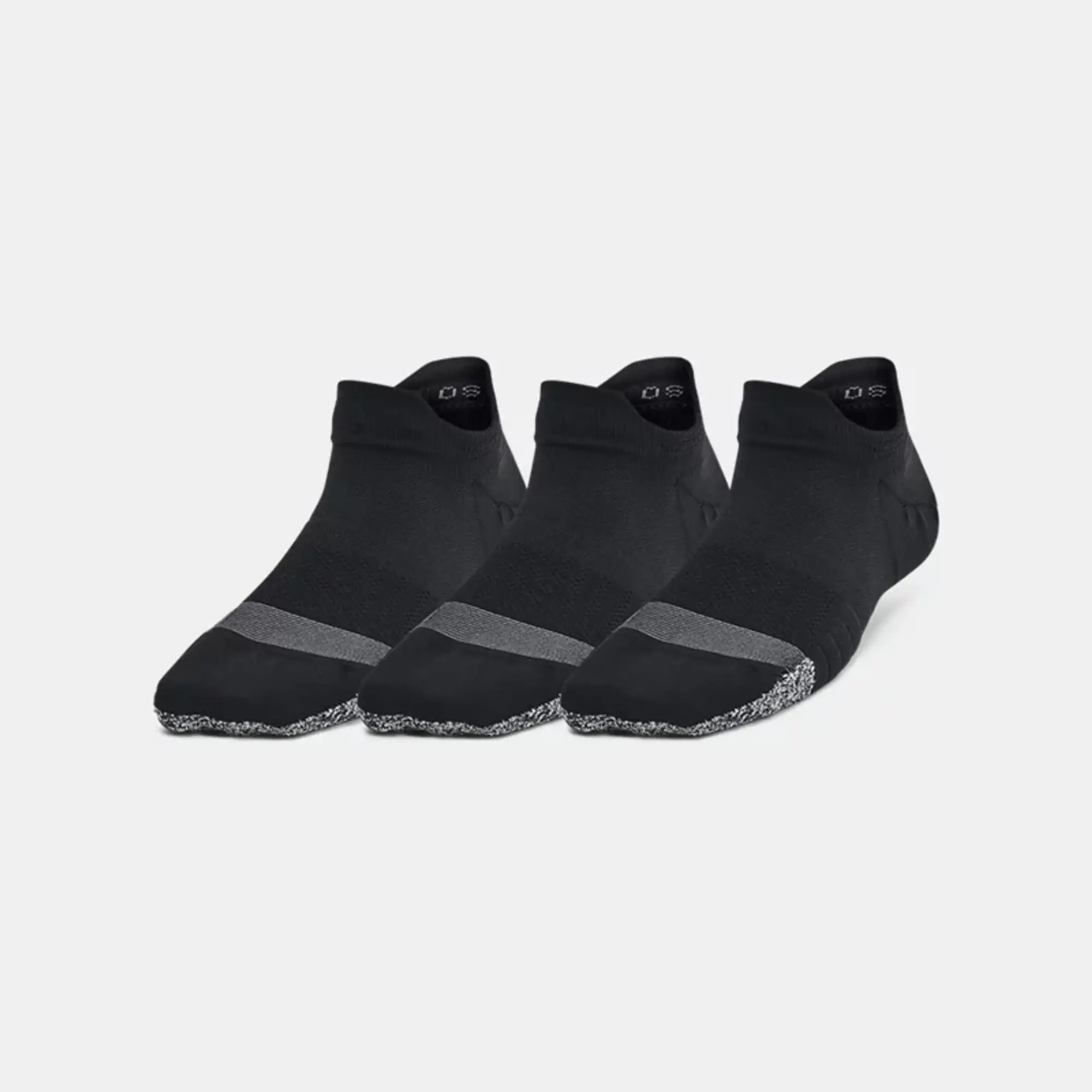 Women's  Under Armour  Breathe 3-Pack No Show Tab Socks Black / Black / Jet Gray OSFM