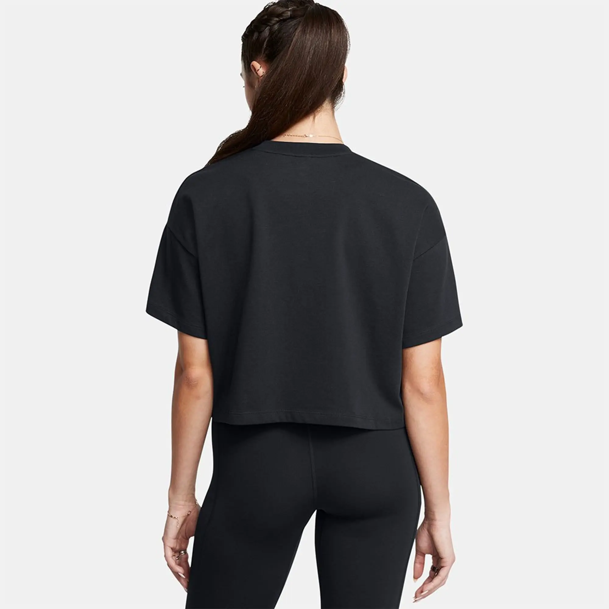 Women's  Under Armour  Varsity Mix Heavyweight Crop Short Sleeve Black / Golden Yellow XL