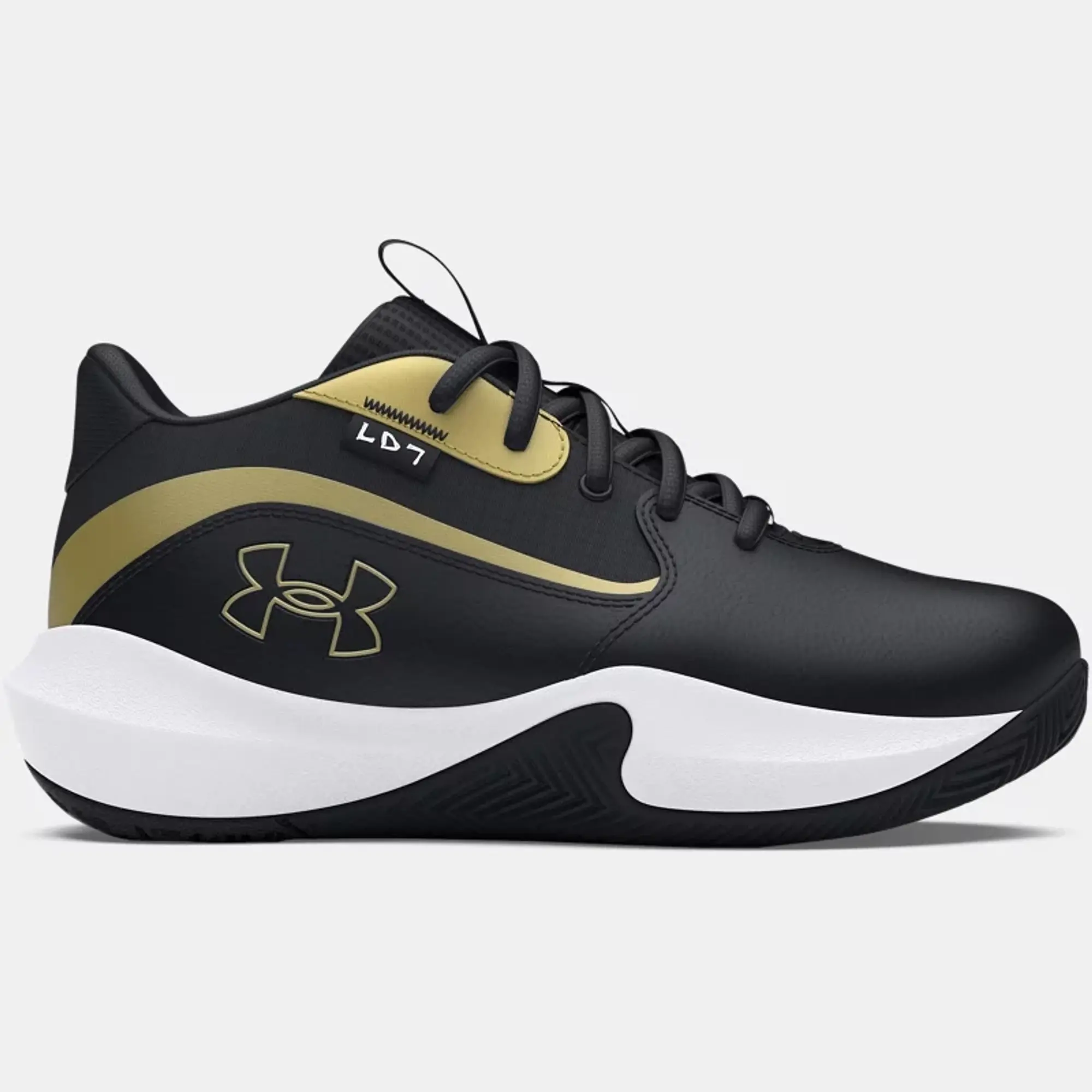 Pre School Under Armour Lockdown 7 Basketball Shoes Black Black Metallic Gold 12.5 3028514 001 FOOTY.COM