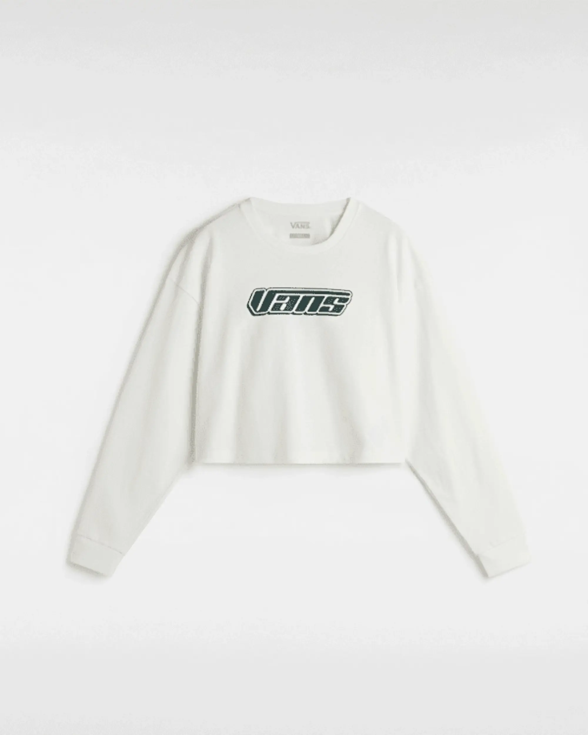 Vans - Retro V Hook And Loop Relaxed Long Sleeve Crop T-Shirt, Woman, White