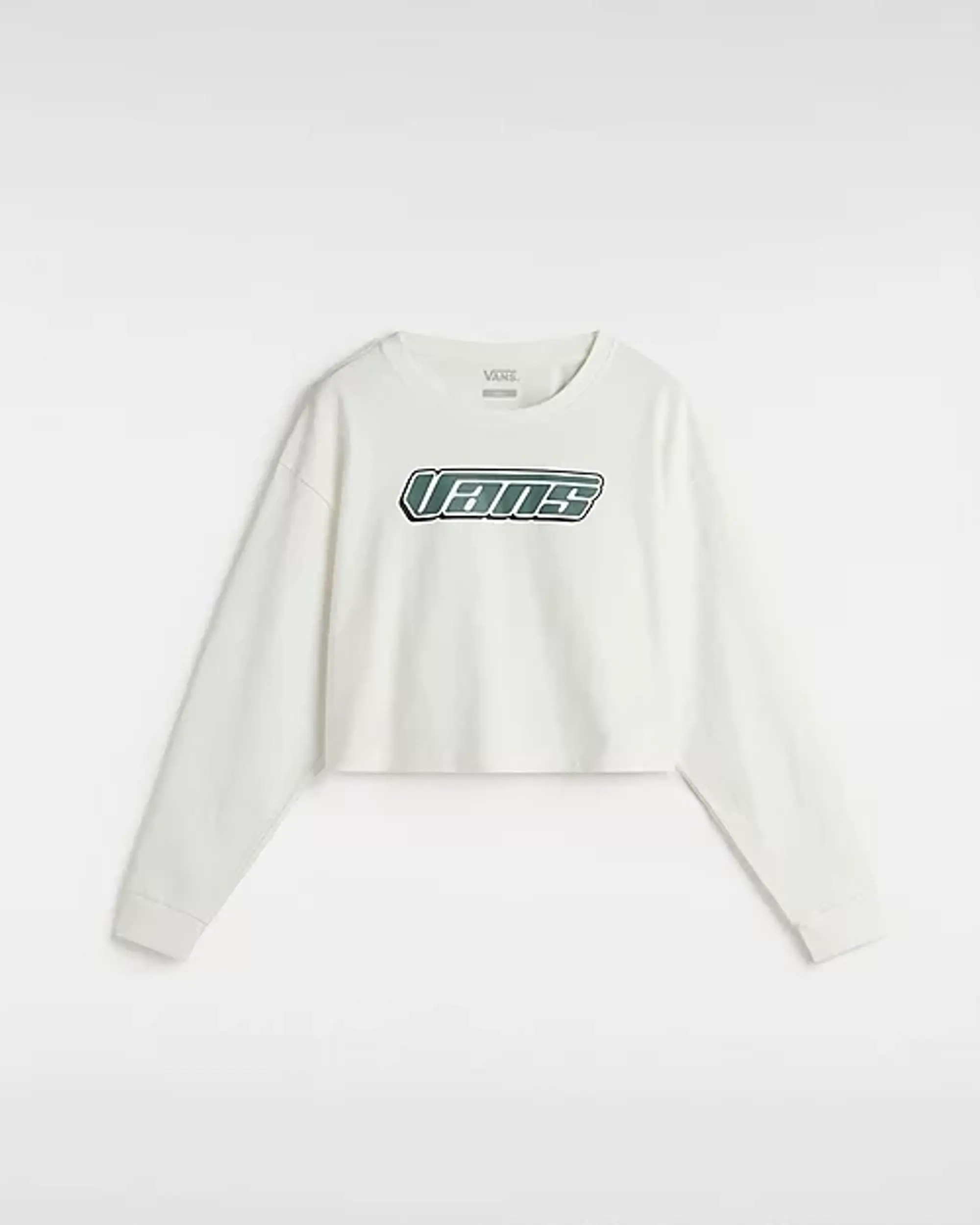 Vans - Retro V Hook And Loop Relaxed Long Sleeve Crop T-Shirt, Woman, White