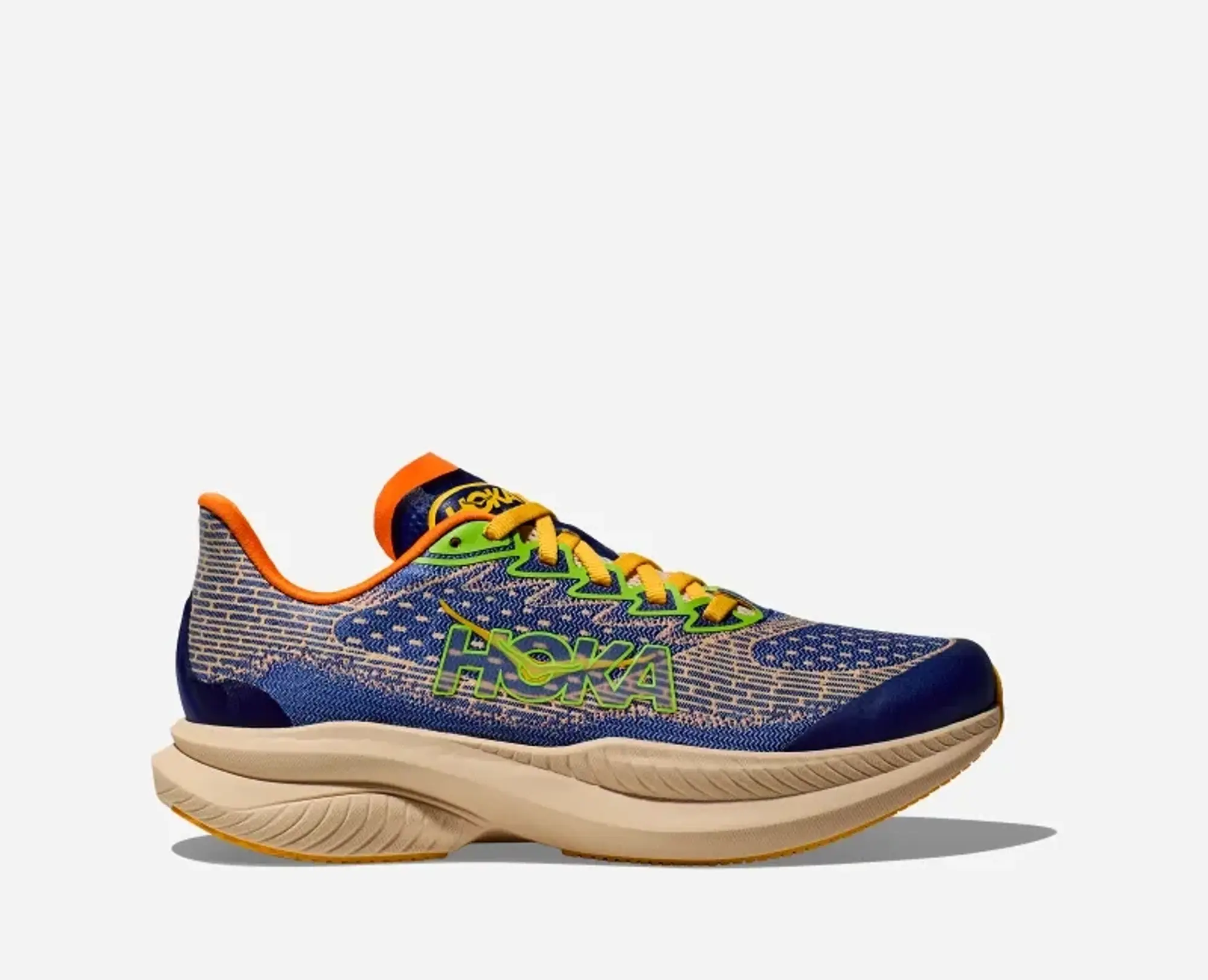 Hoka One One HOKA Kid's Mach 6 Road Running Shoes in Ultramarine/Electric Tangerine