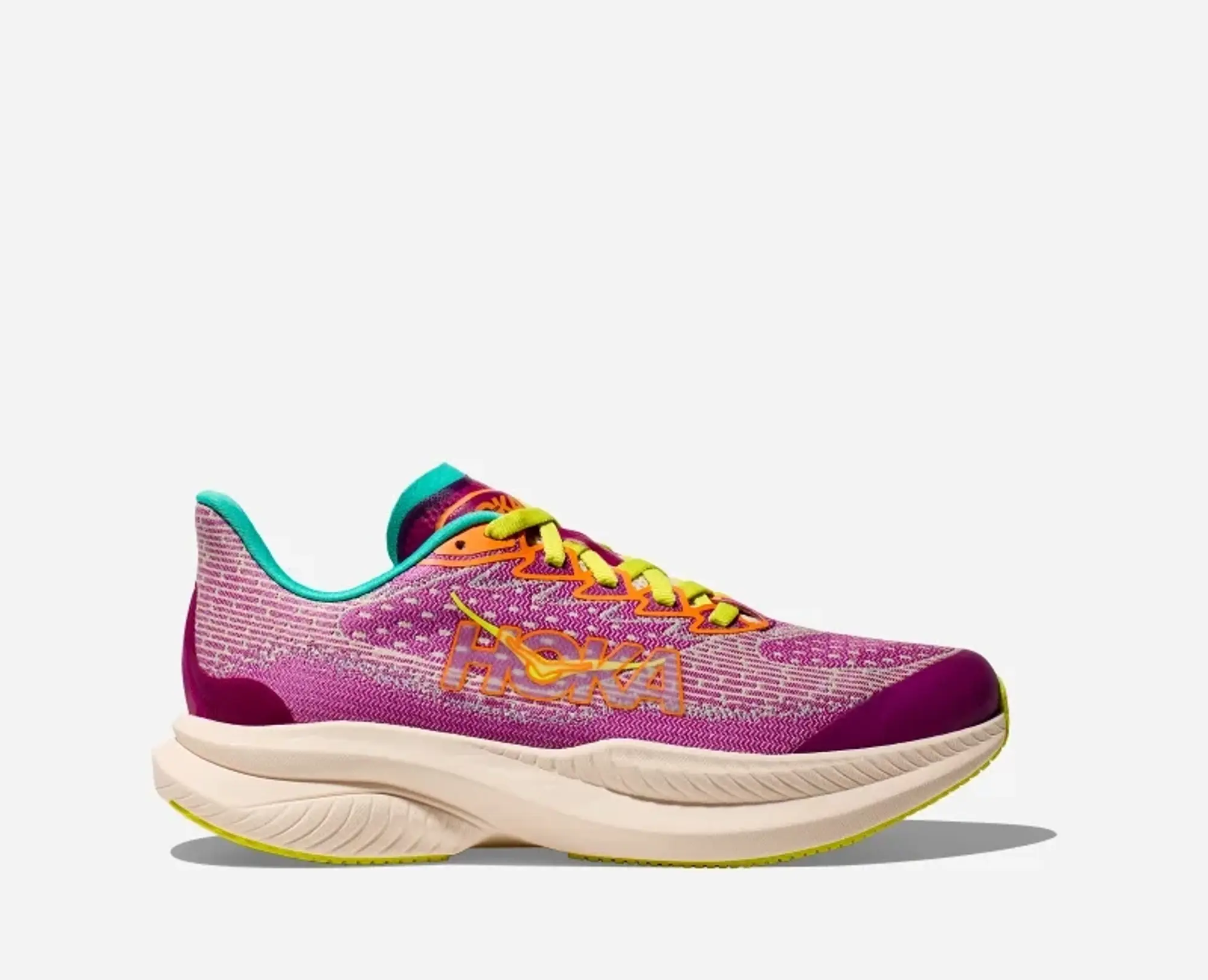 Hoka One One HOKA Kid's Mach 6 Road Running Shoes in Fuchsia/Electric Aqua