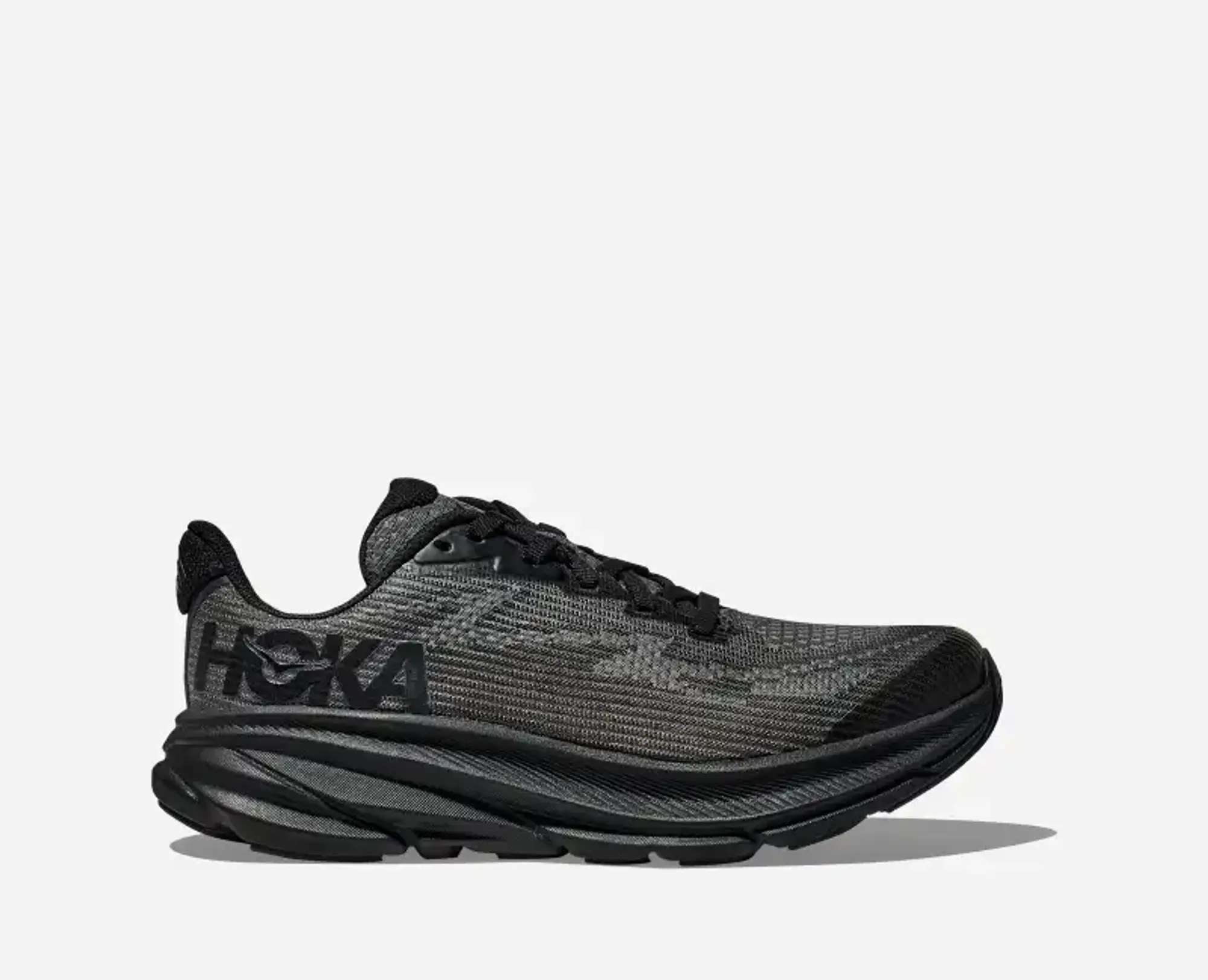 Hoka One One HOKA Kid's Clifton 9 Road Running Shoes in Black/Carbon Black