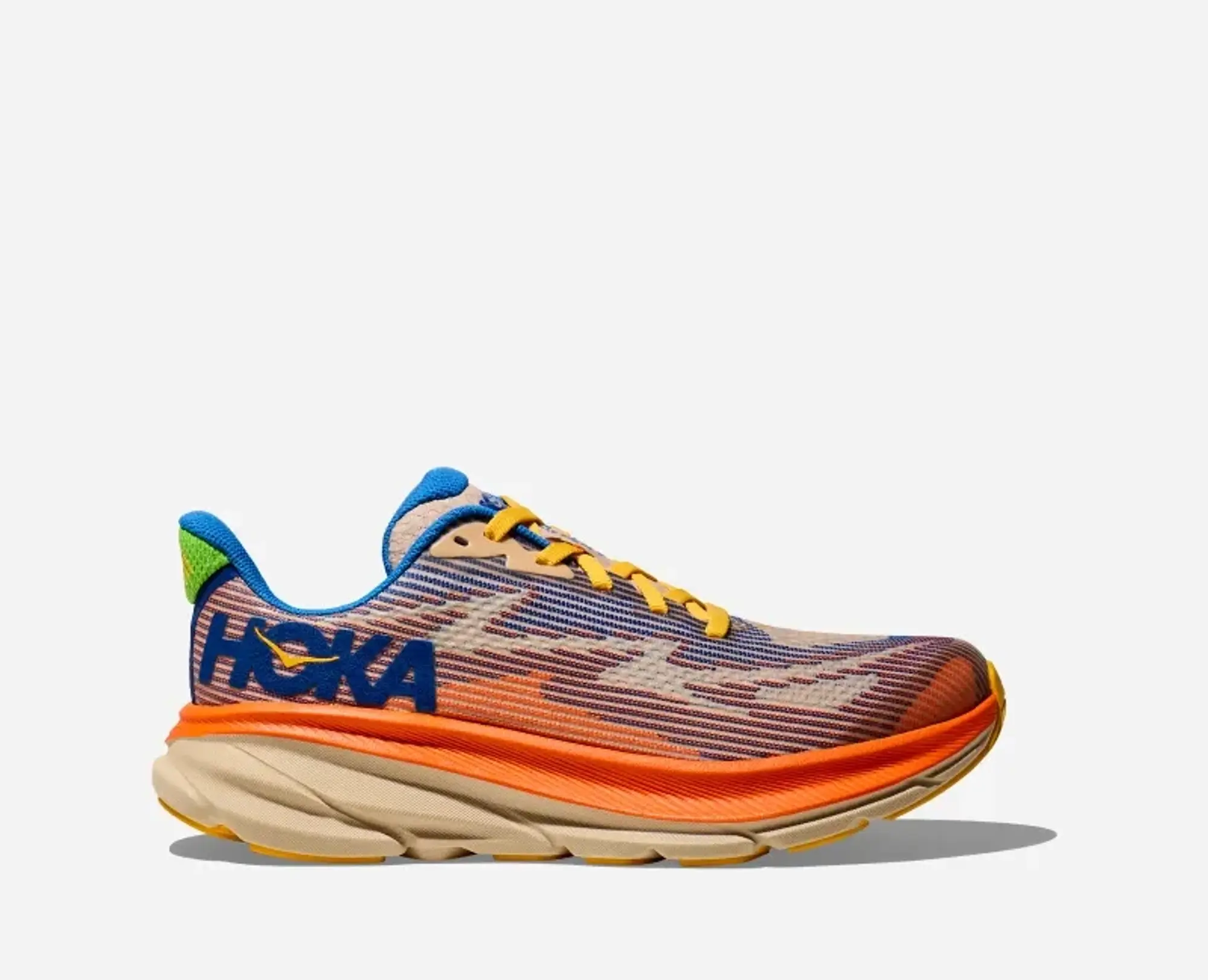 Hoka One One HOKA Kid's Clifton 9 Road Running Shoes in Ultramarine/Electric Tangerine