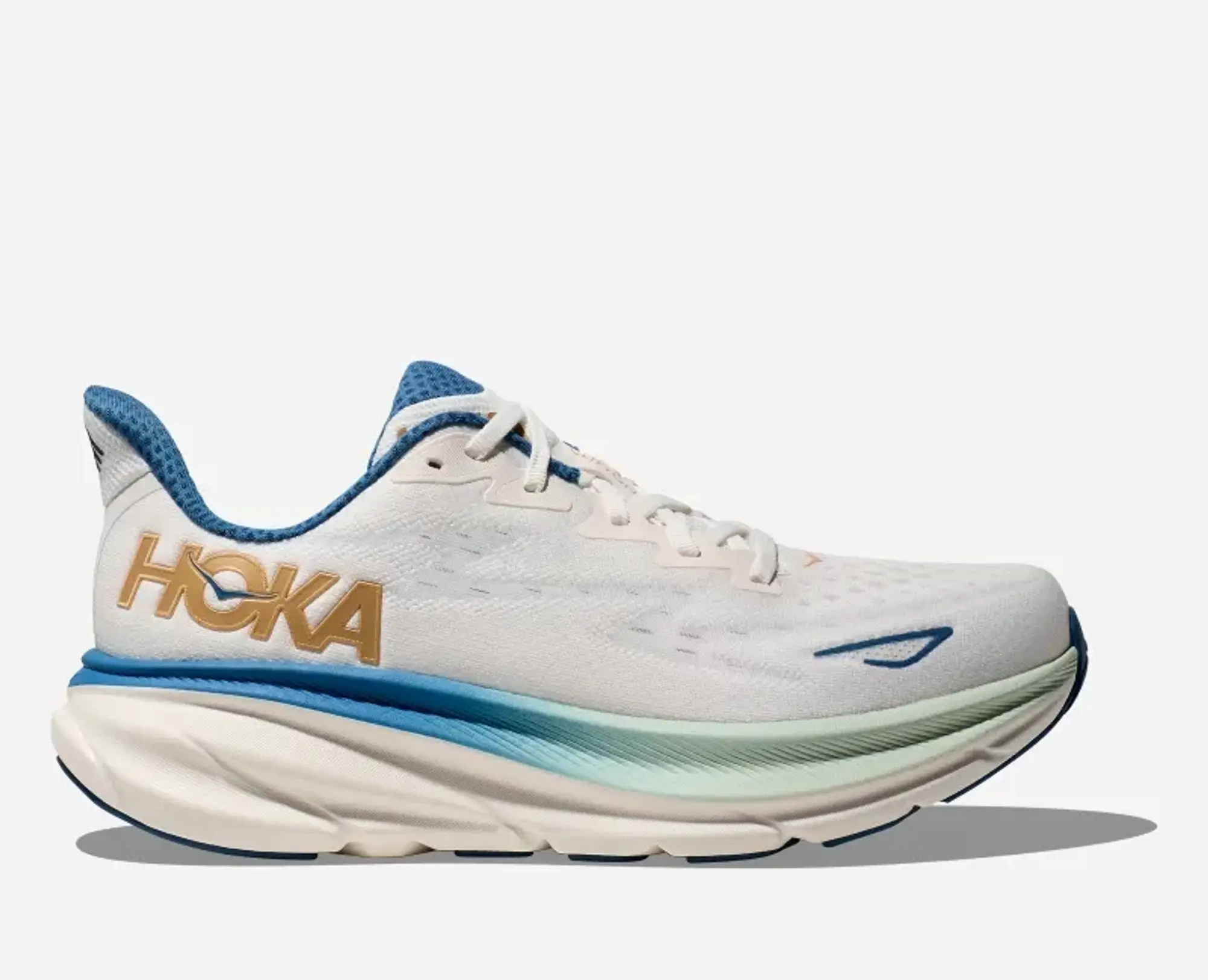 Hoka One One HOKA Men's Clifton 9 Road Running Shoes in Frost/Gold