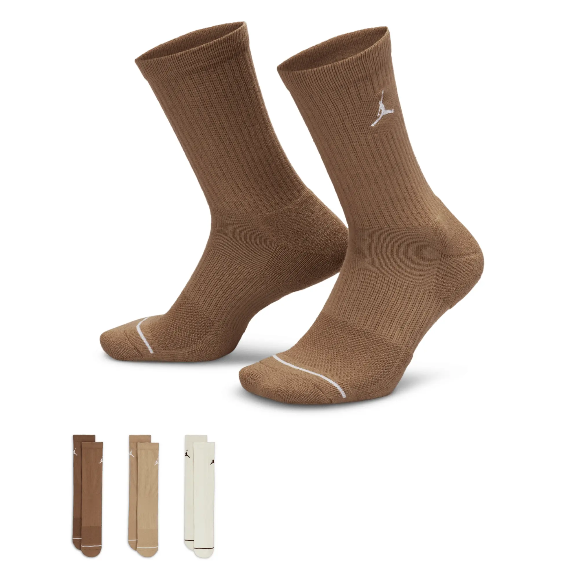 Nike Jordan Jordan Everyday Cushioned Ankle 3 Pack Unisex Socks - Brown