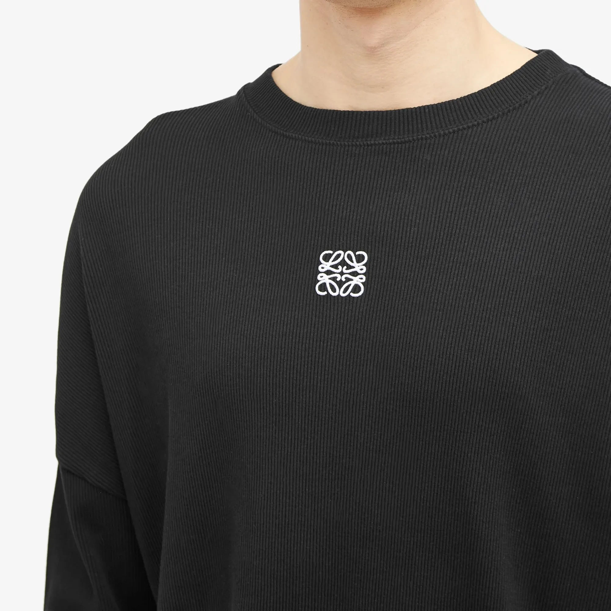LOEWE ブラック ロングTシャツ Loewe Men's Anagram Long Sleeve T-Shirt Black | H526Y22XAY-1100