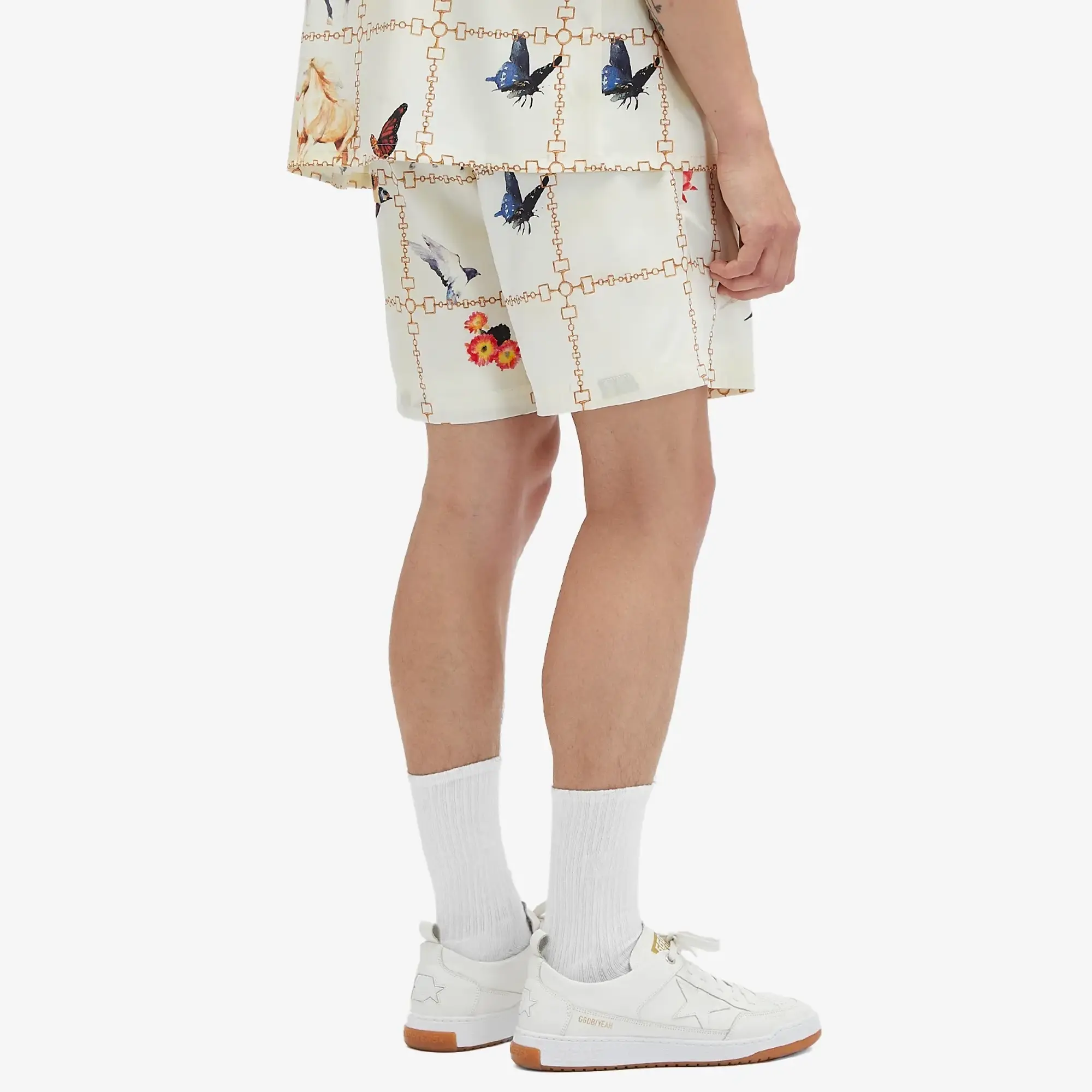 Nahmias Men's Wildlife Silk Shorts Wildlife Print Ivory