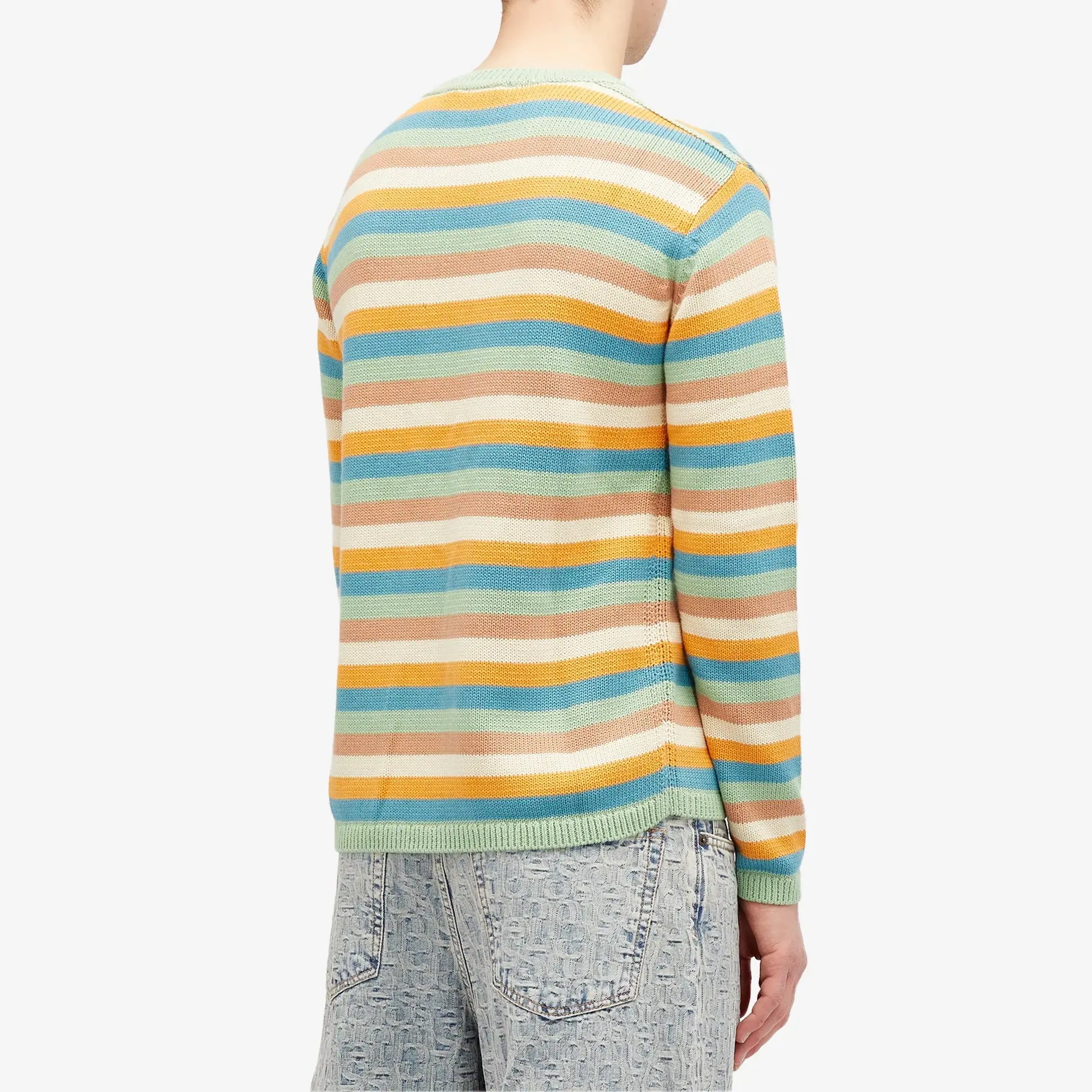 Acne Studios Men's Kripes Cotton Stripe Jumper Mint Green/Multi