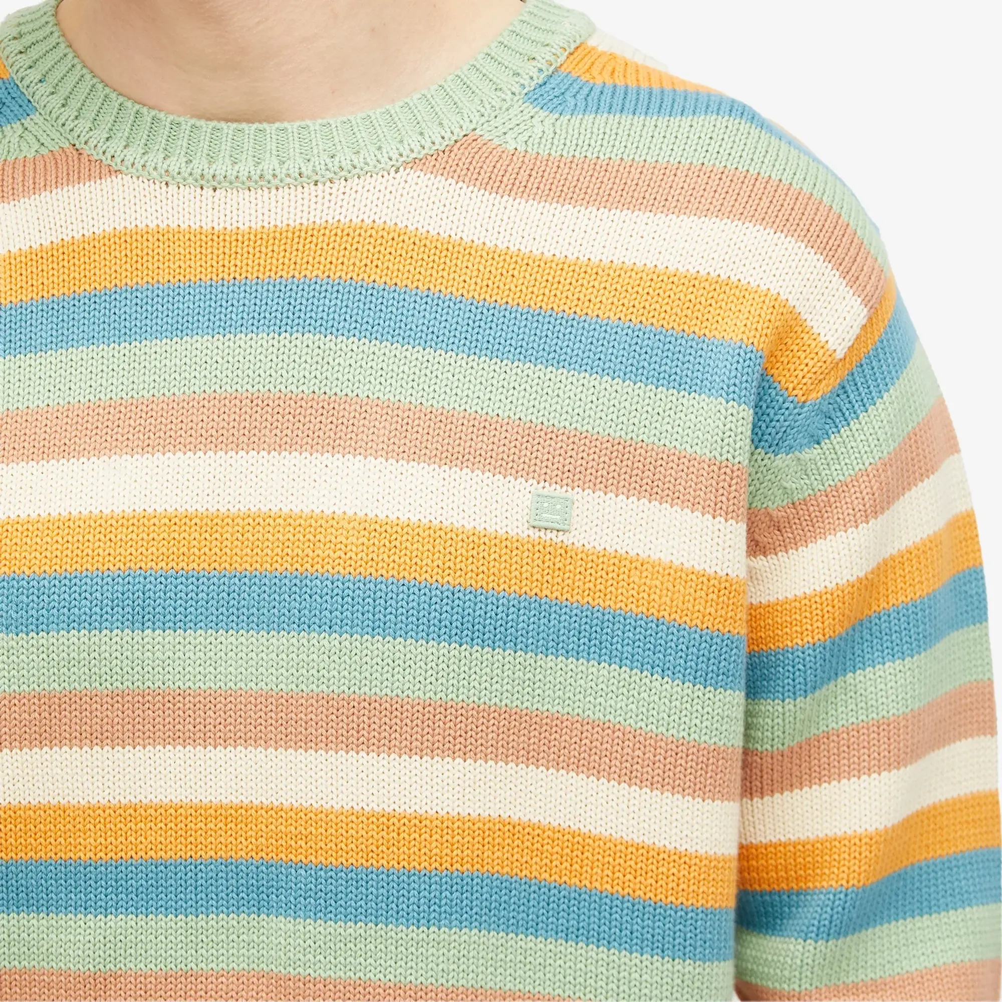 Acne Studios Men's Kripes Cotton Stripe Jumper Mint Green/Multi