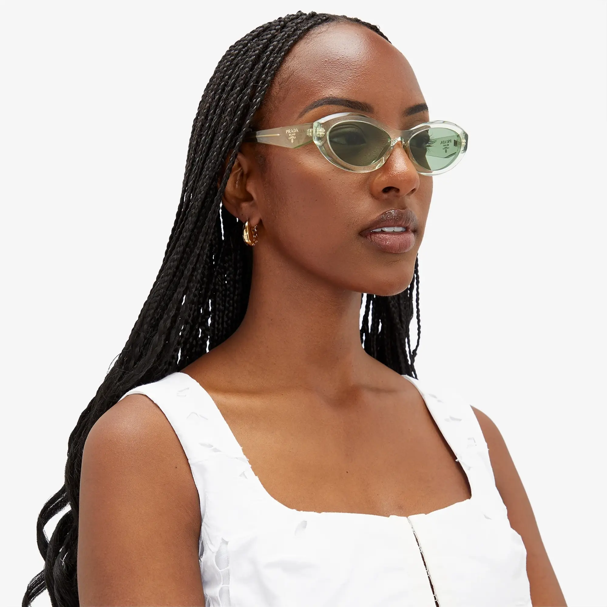 Prada Eyewear Women's 26ZS Sunglasses Transparent Mint/Green