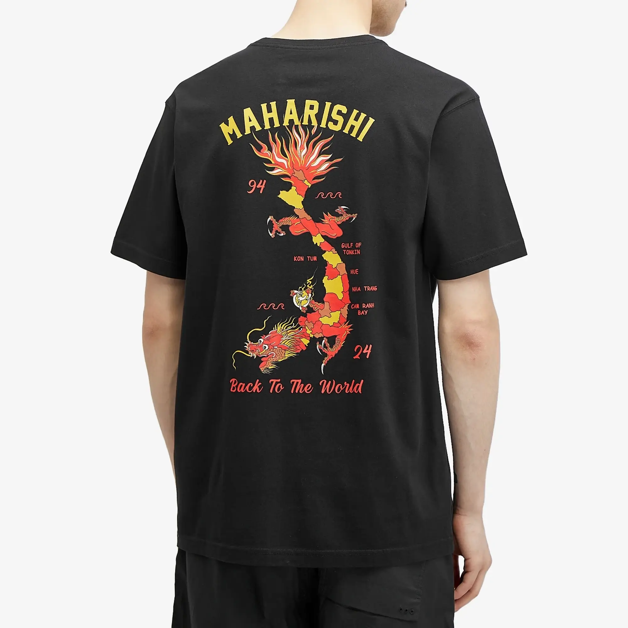 Maharishi Dragon Map T-Shirt - Black