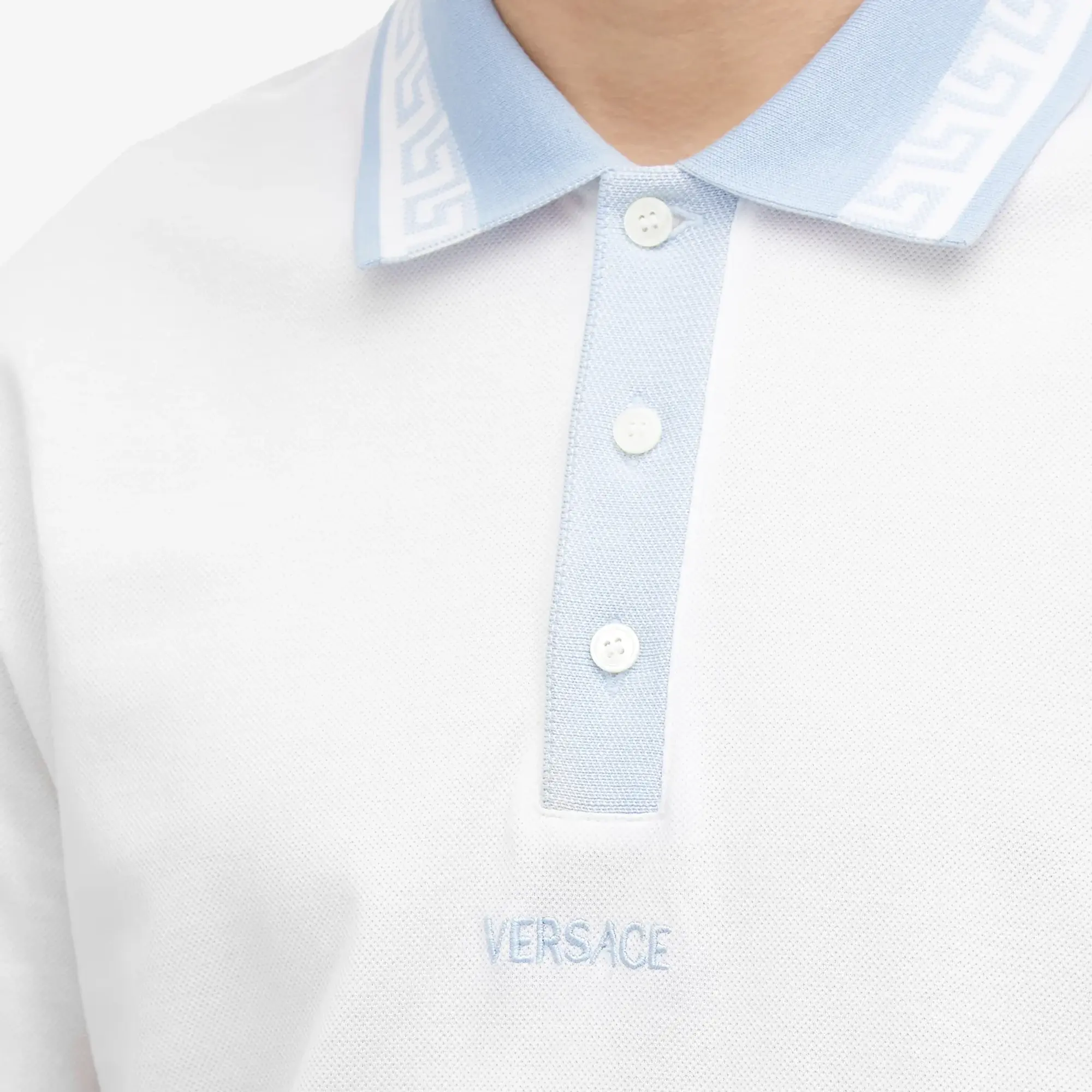 Versace Men's Embroidered Polo Shirt White