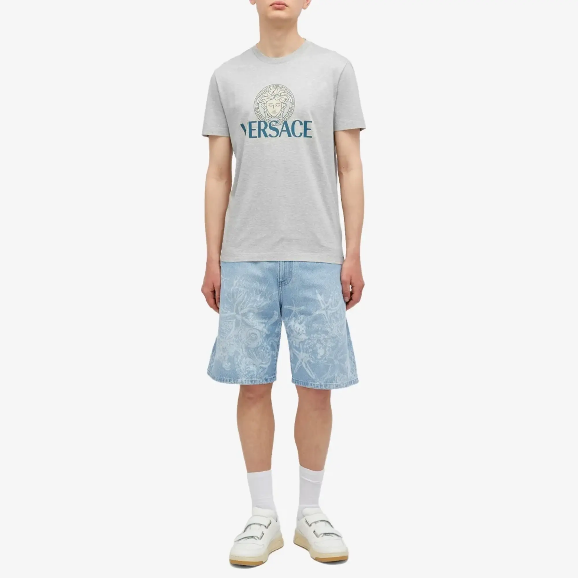 Versace Men's Logo T Shirt Light Grey