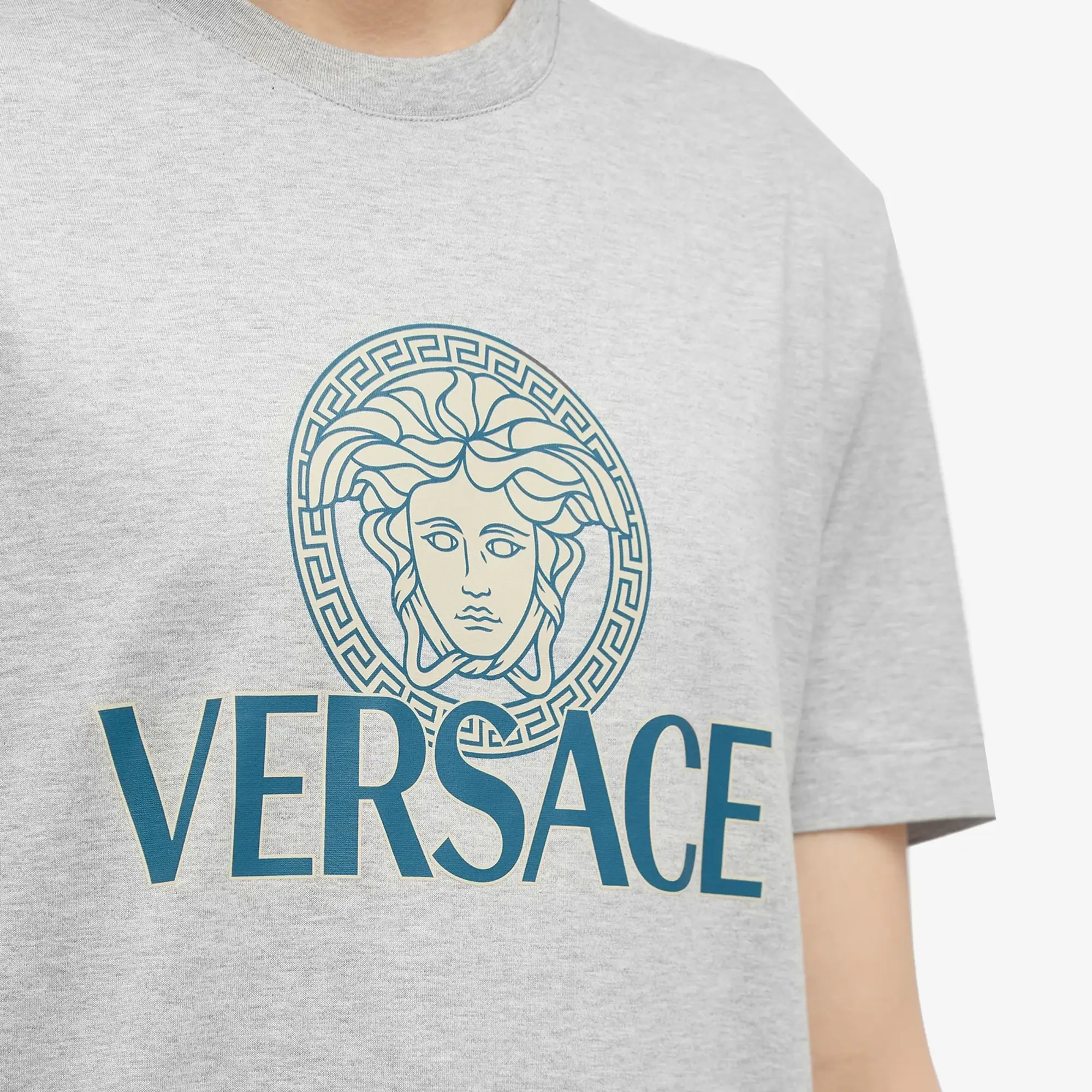 Versace Men's Logo T Shirt Light Grey